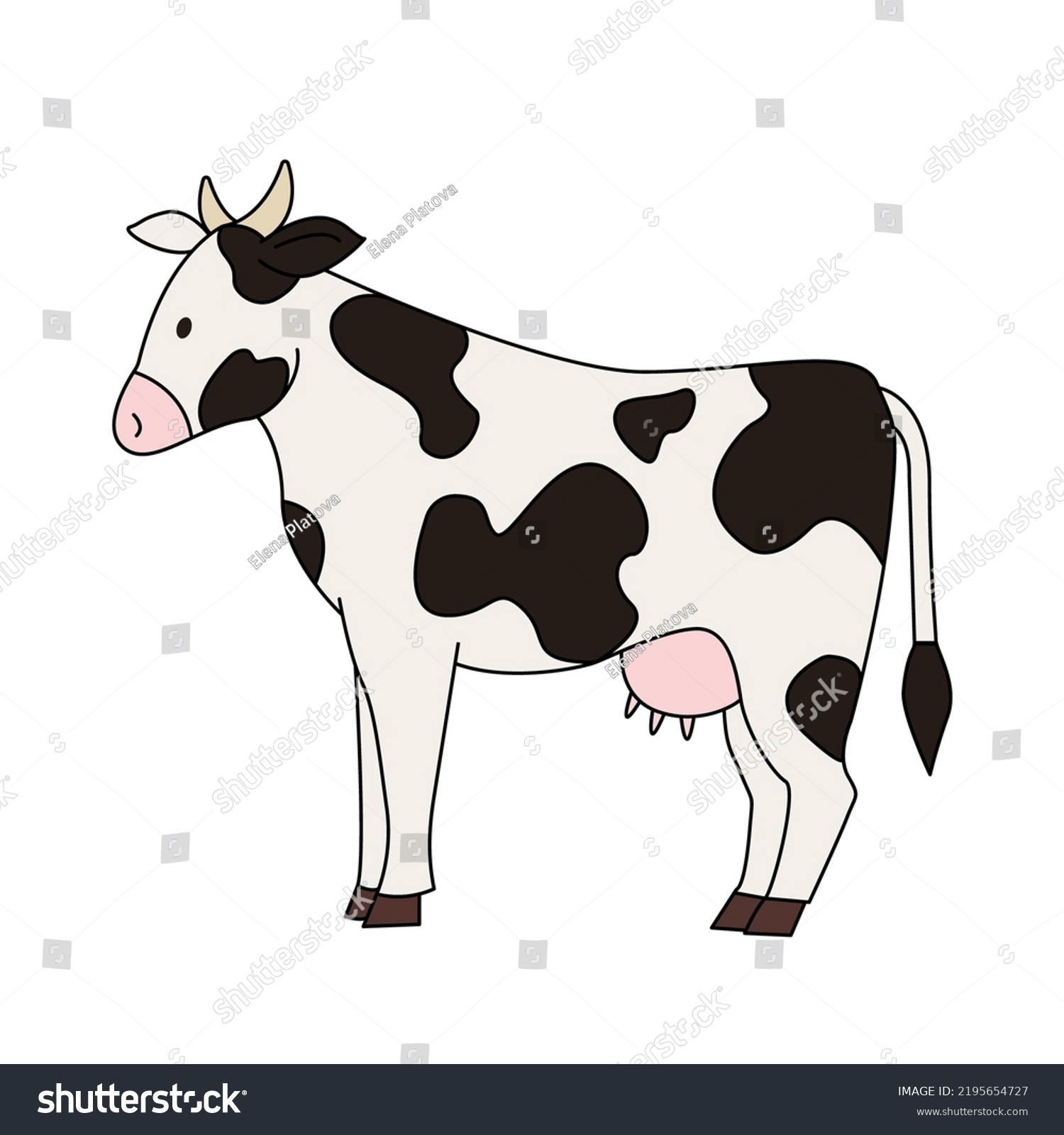 Spotted Realistic Cow Isolated On White Stock Vector (Royalty Free ...