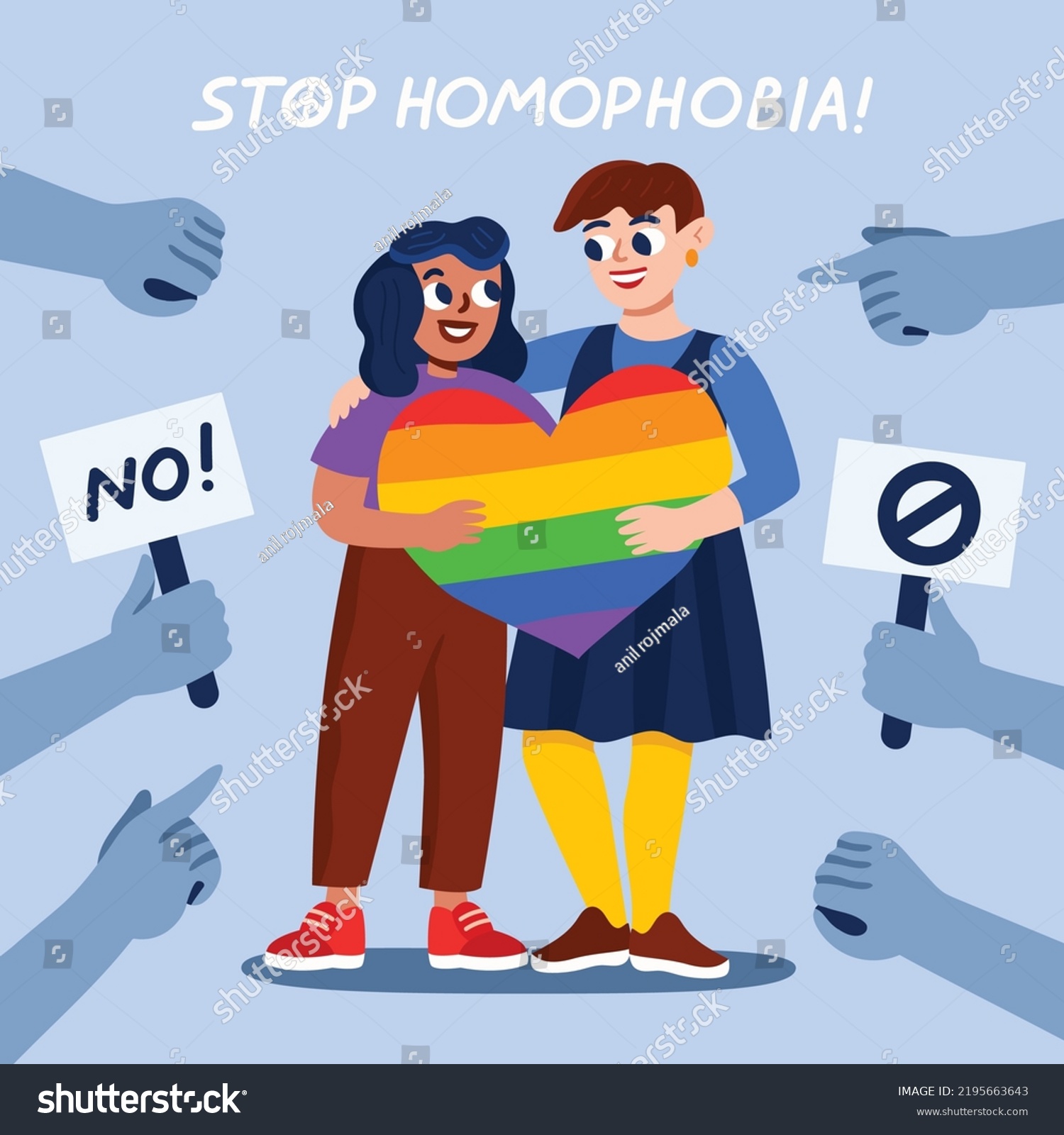 Stop Homophobia Bullying Pointing Fingers Haters Stock Vector (Royalty ...