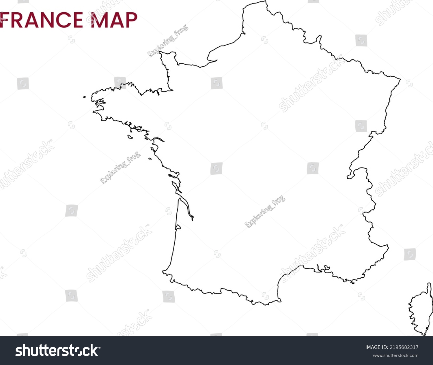 High Detailed Map France Outline Map Stock Illustration 2195682317 ...