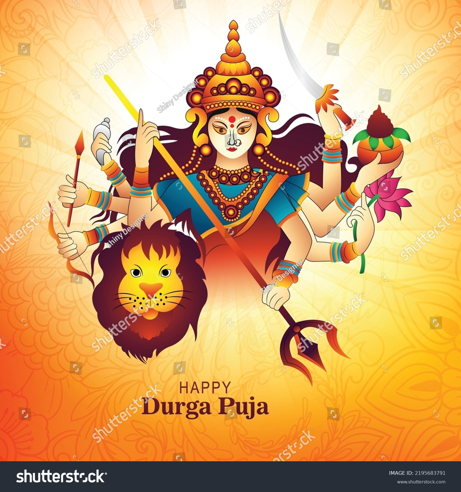 Illustration Goddess Durga Face Happy Durga Stock Vector (Royalty Free ...