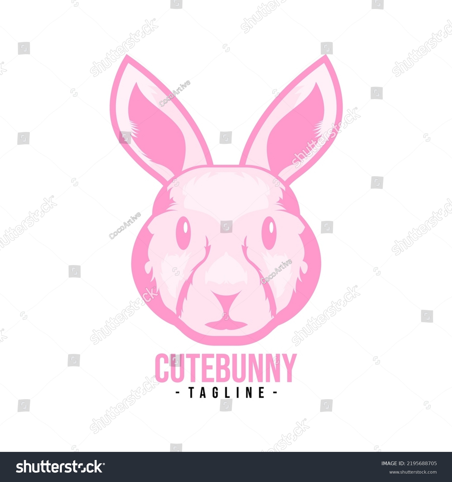 Cute Pink Bunny Logo Design Stock Vector (Royalty Free) 2195688705 ...