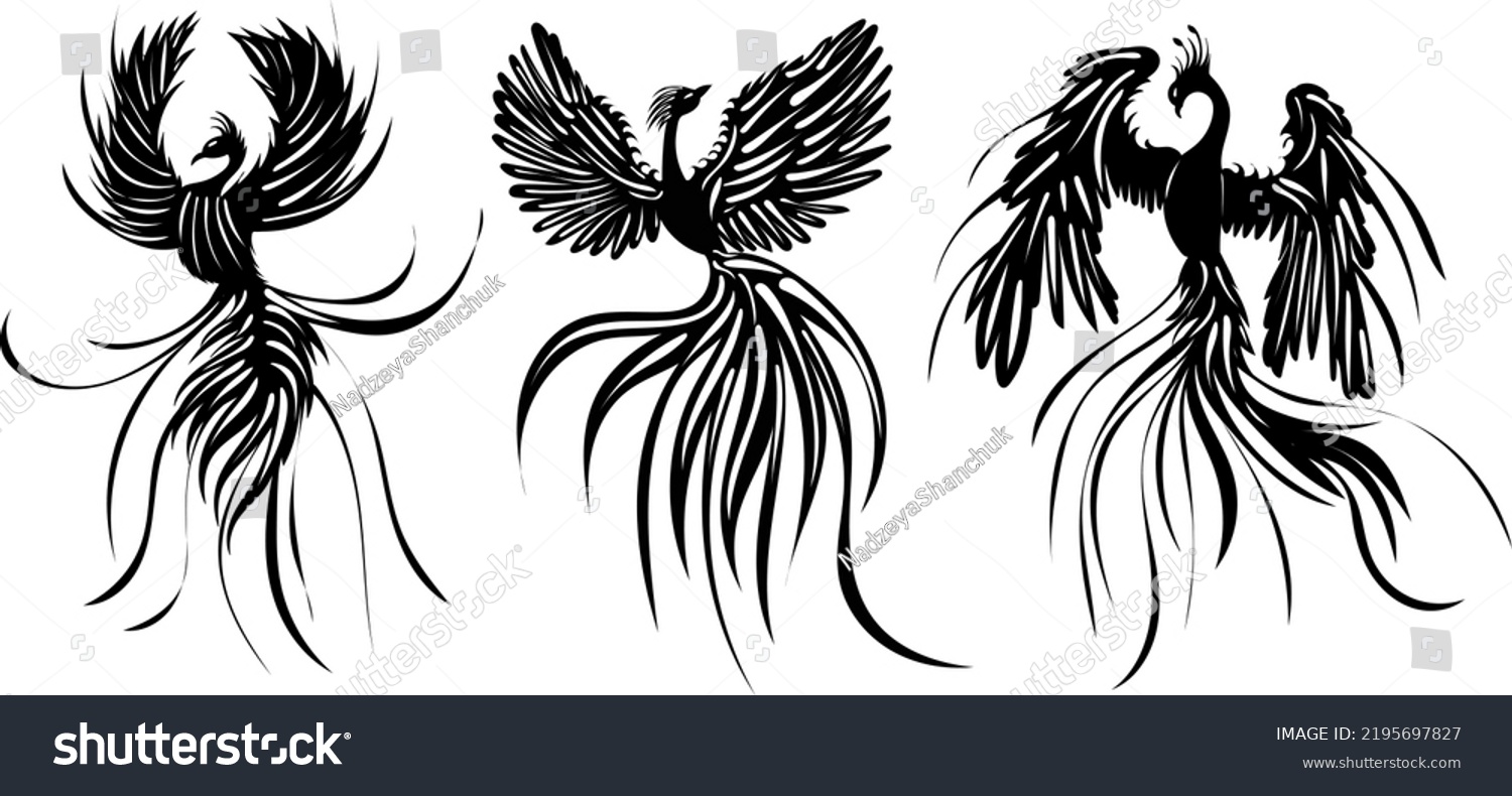 Silhouette Firebird Phoenix Bird Isolated Vector Stock Vector (Royalty ...