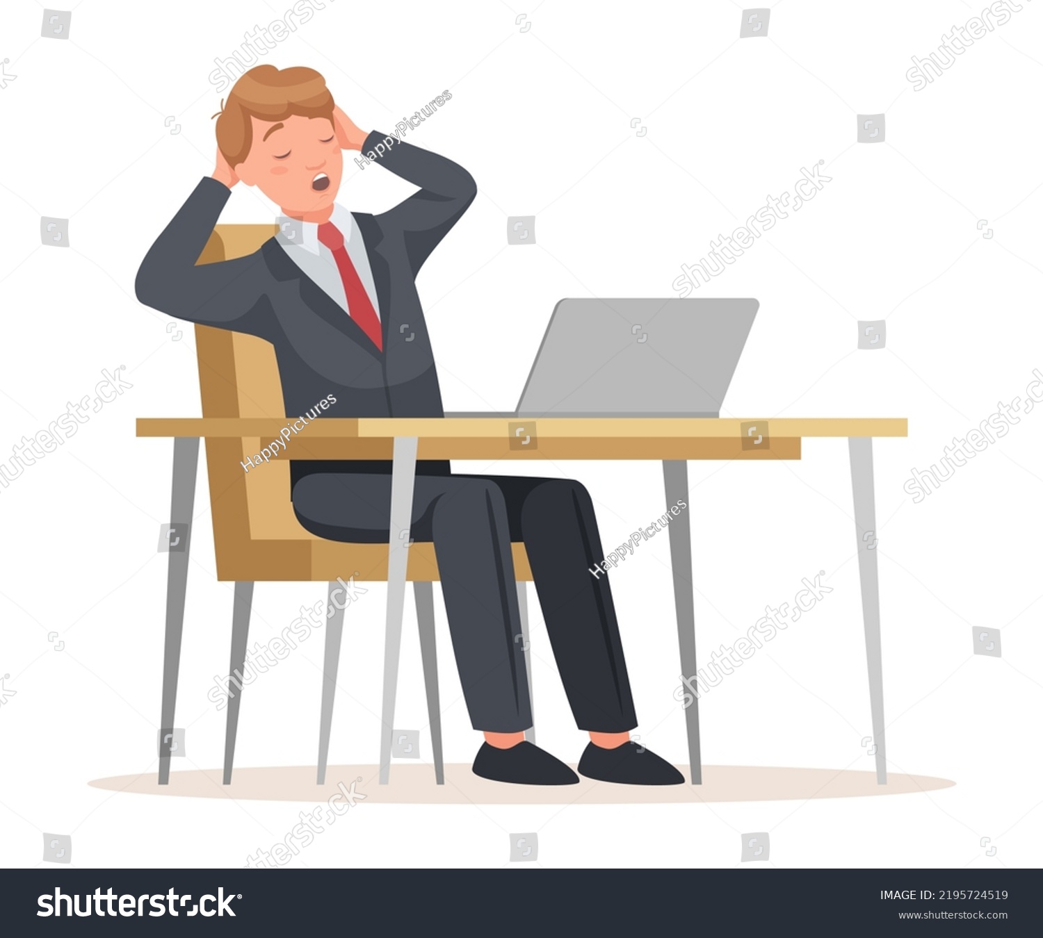 Man Office Worker Sitting Desk Laptop Stock Vector (Royalty Free ...