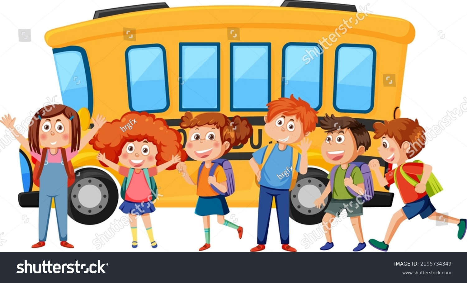 School Bus Students Cartoon Illustration Stock Vector (Royalty Free ...