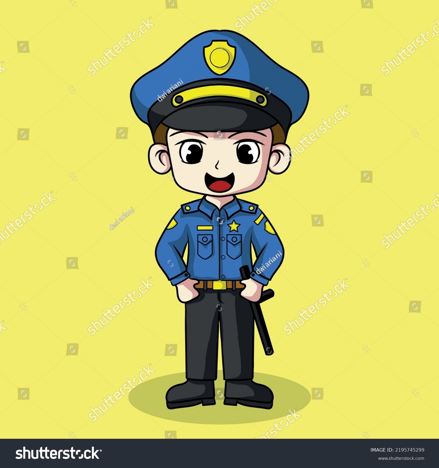 Illustration Art Cute Police Character Design Stock Vector (Royalty ...