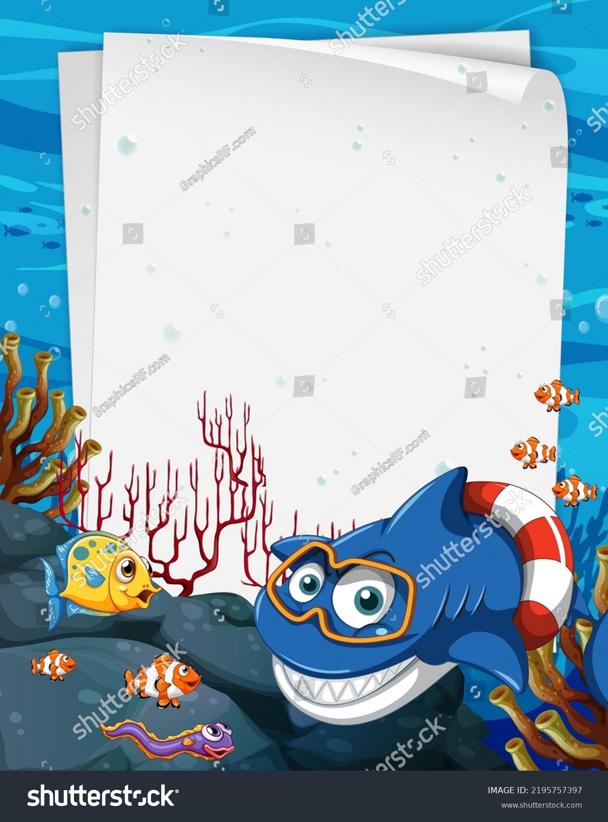 Underwater Blank Banner Sea Animal Illustration Stock Vector (Royalty ...