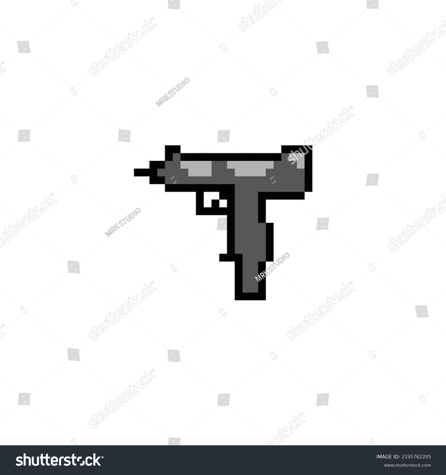 Pixel Art Pistol Gun Icon Design Stock Vector (Royalty Free) 2195762205 ...