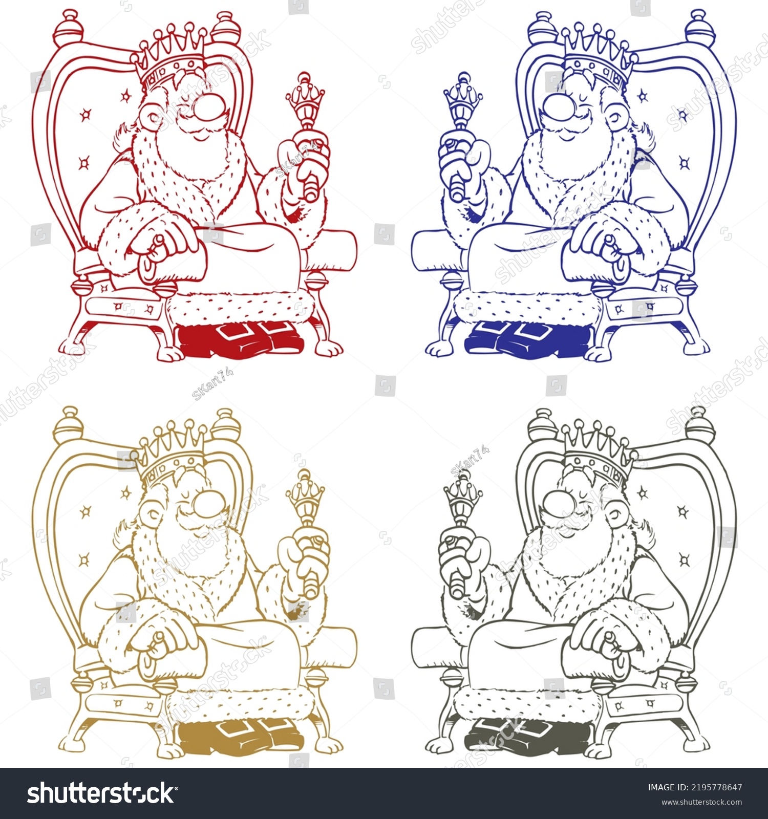 King Sits On Throne Scepter His Stock Vector (Royalty Free) 2195778647 ...