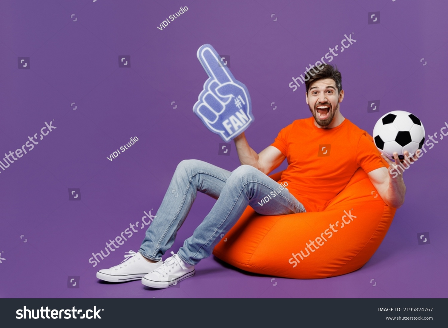 Full Body Excited Young Fan Man Stock Photo 2195824767 | Shutterstock