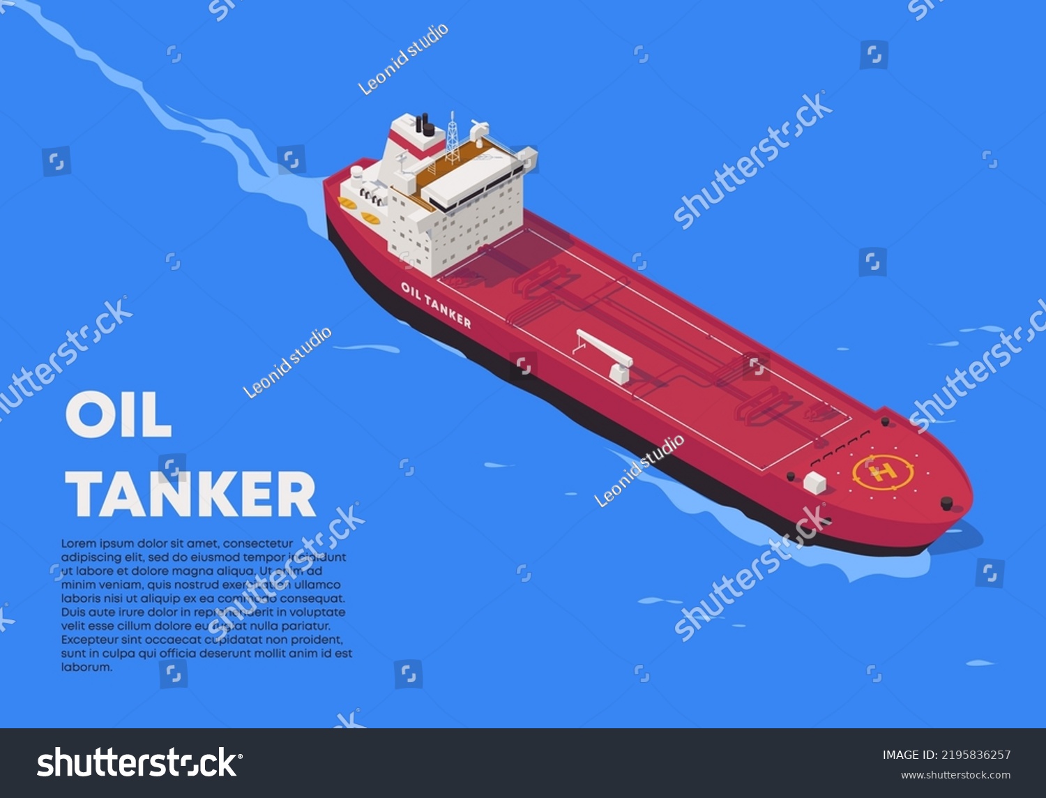 Vector Illustration Detailed Offshore Oil Tanker Stock Vector Royalty Stock Vector Vector Illustration Of A Detailed Offshore Oil Tanker In Isometry Floating On The Sea 2195836257
