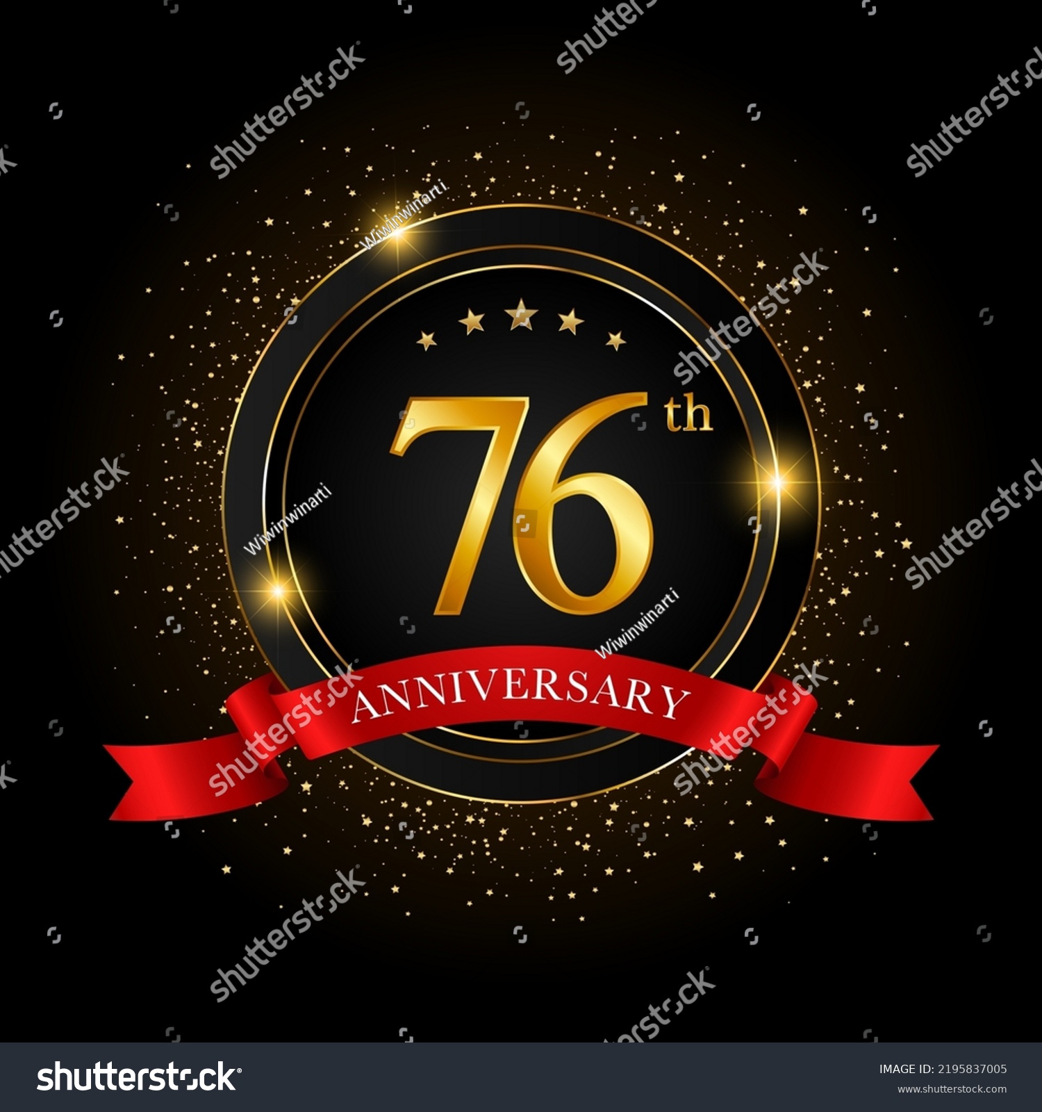 76th Anniversary Golden Anniversary Celebration Template Stock Vector ...