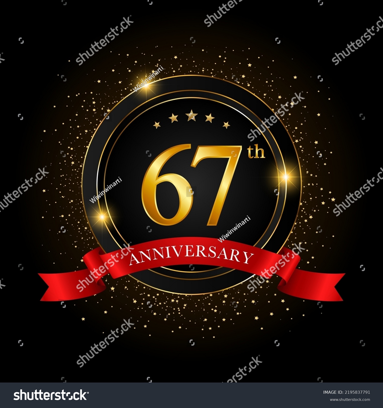 67th Anniversary Golden Anniversary Celebration Template Stock Vector ...