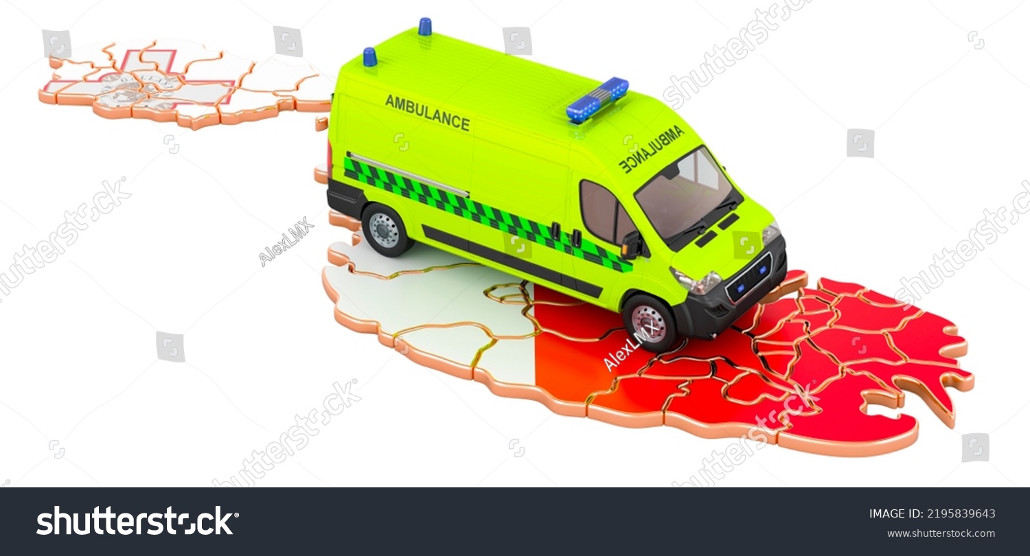 Emergency Medical Services Malta Ambulance Van Stock Illustration   Stock Photo Emergency Medical Services In Malta Ambulance Van On The Maltese Map D Rendering Isolated On 2195839643 