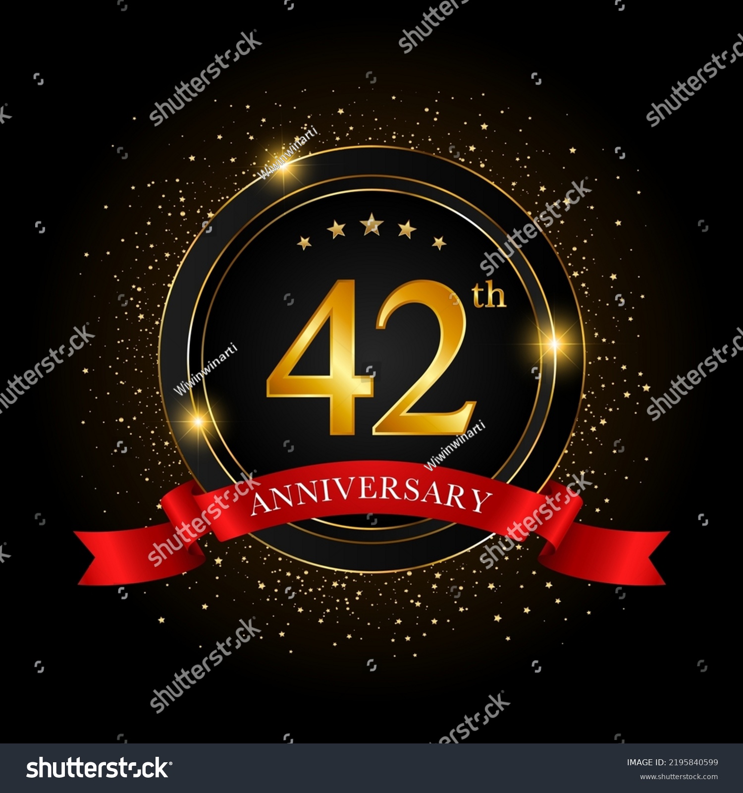 42th Anniversary Golden Anniversary Celebration Template Stock Vector ...