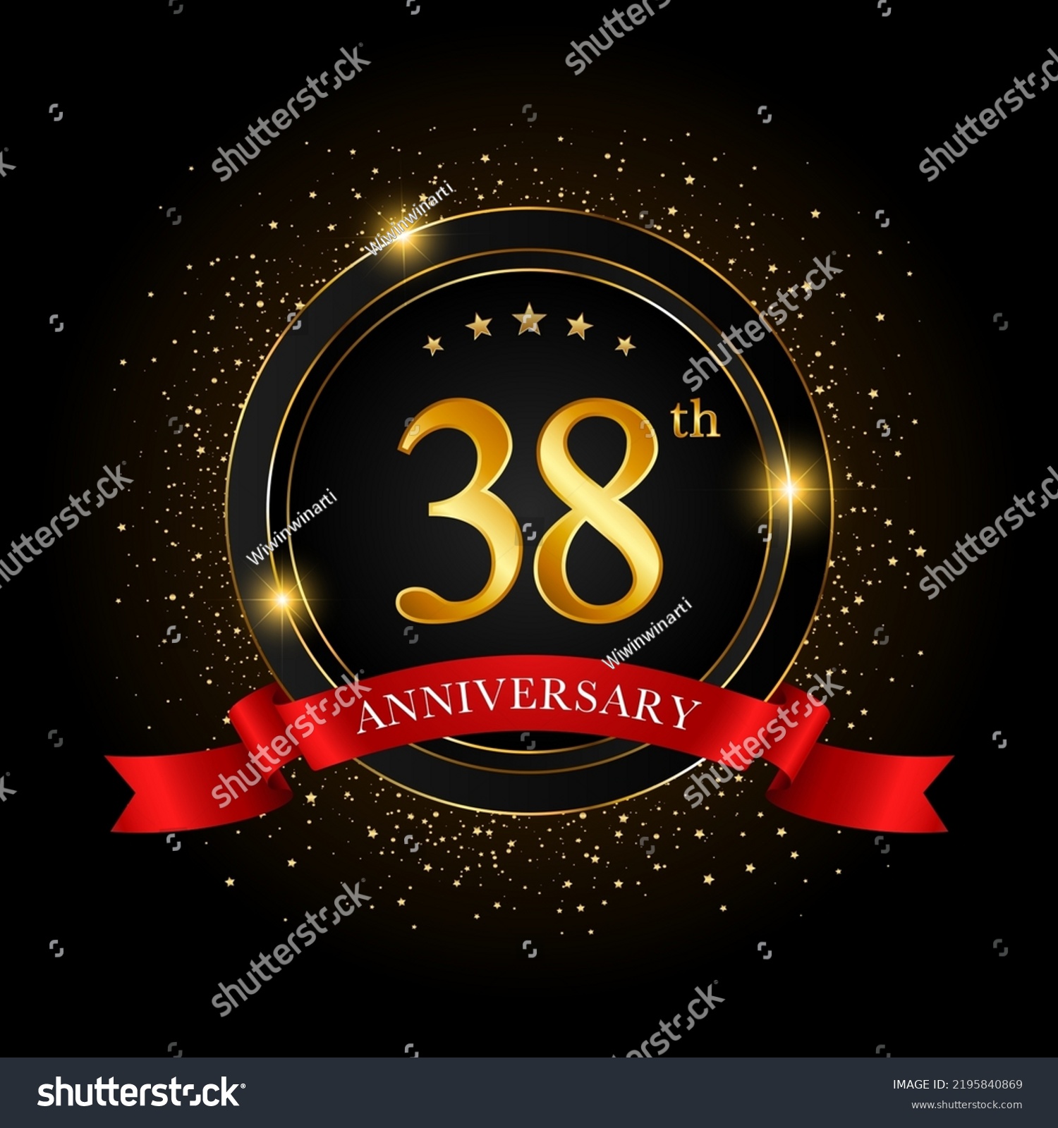 38th Anniversary Golden Anniversary Celebration Template Stock Vector ...