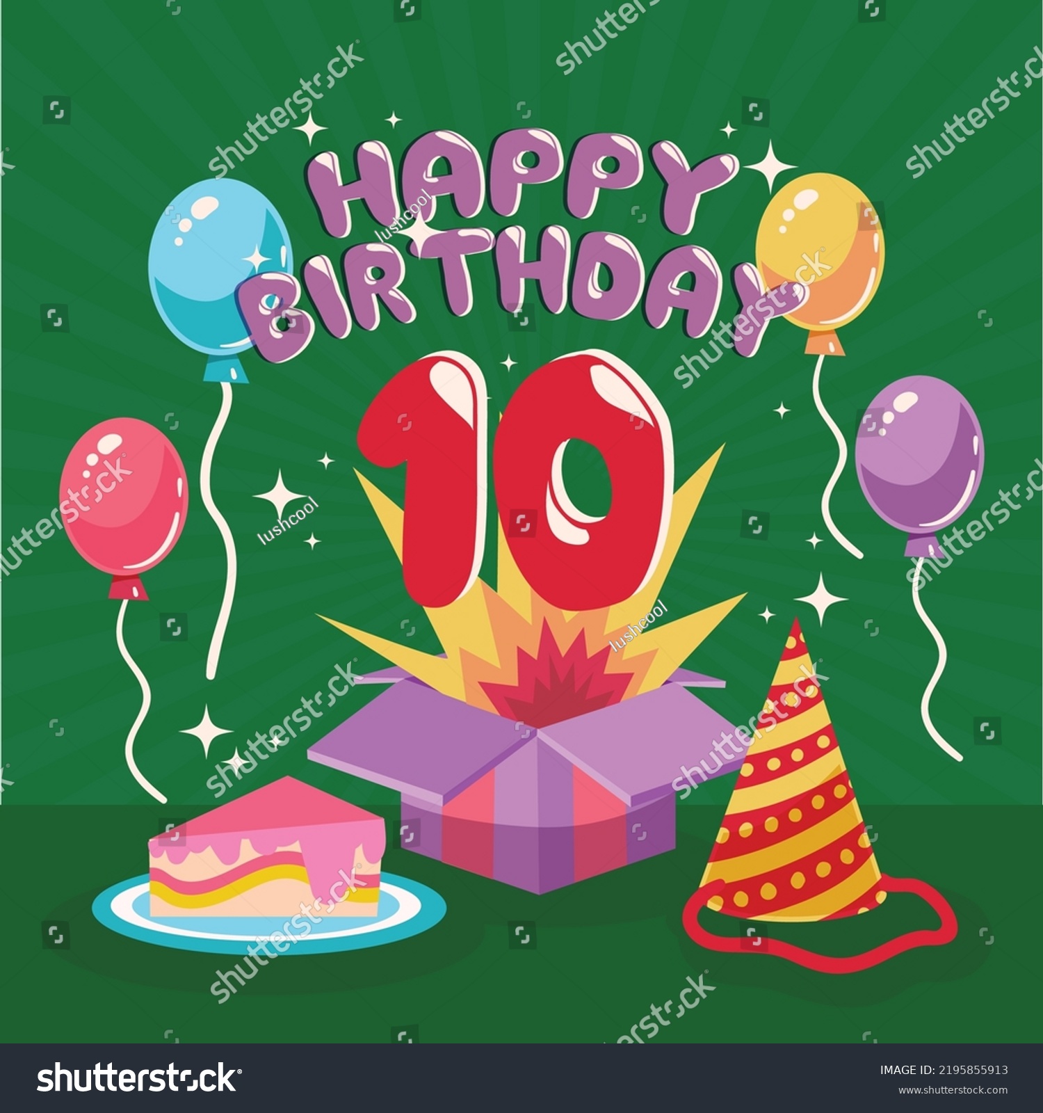 10th Birthday Greeting Card Template Stock Vector Royalty Free 2195855913 Shutterstock 9261