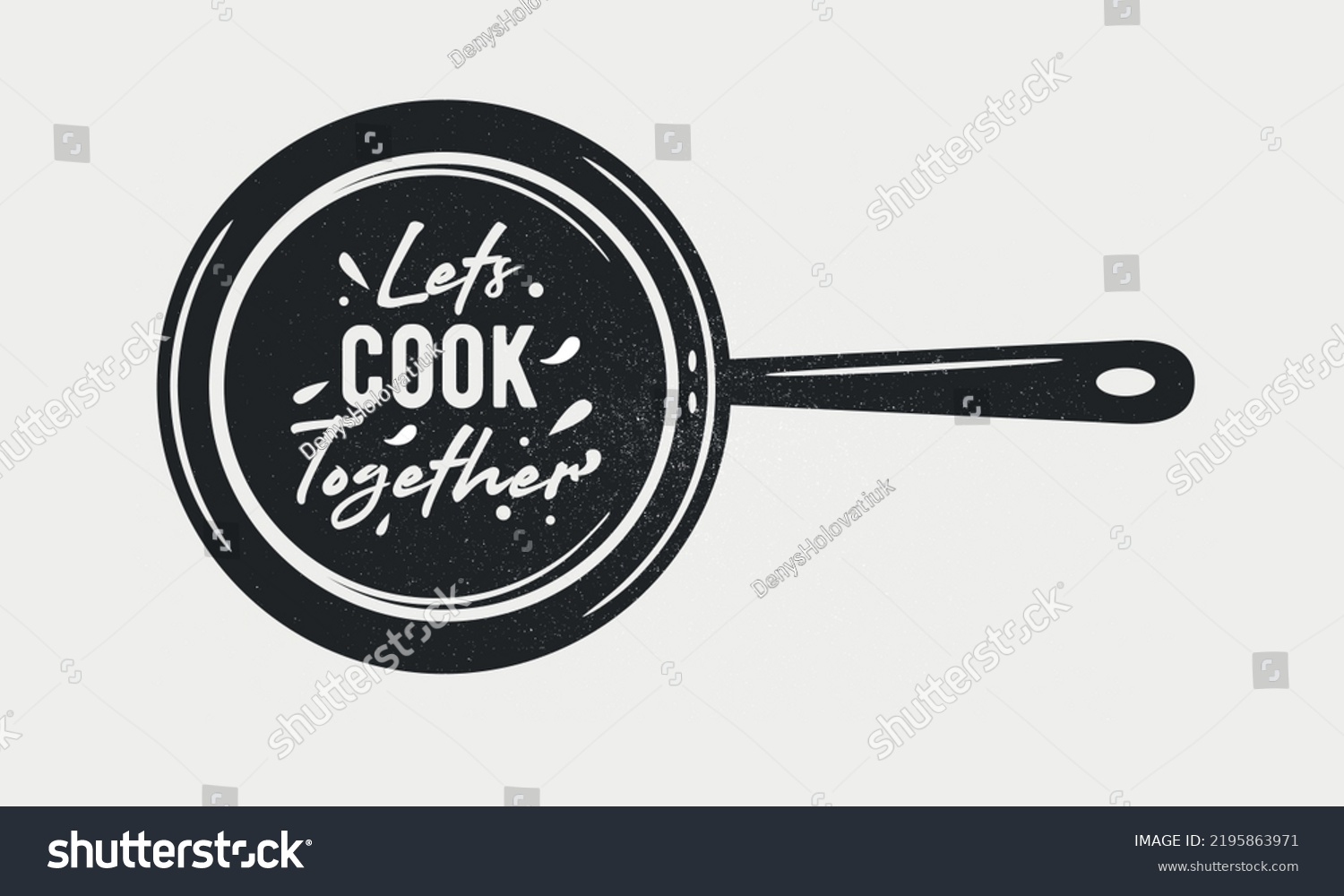 Lets Cook Together Frying Pan Cooking Stock Vector Royalty Free