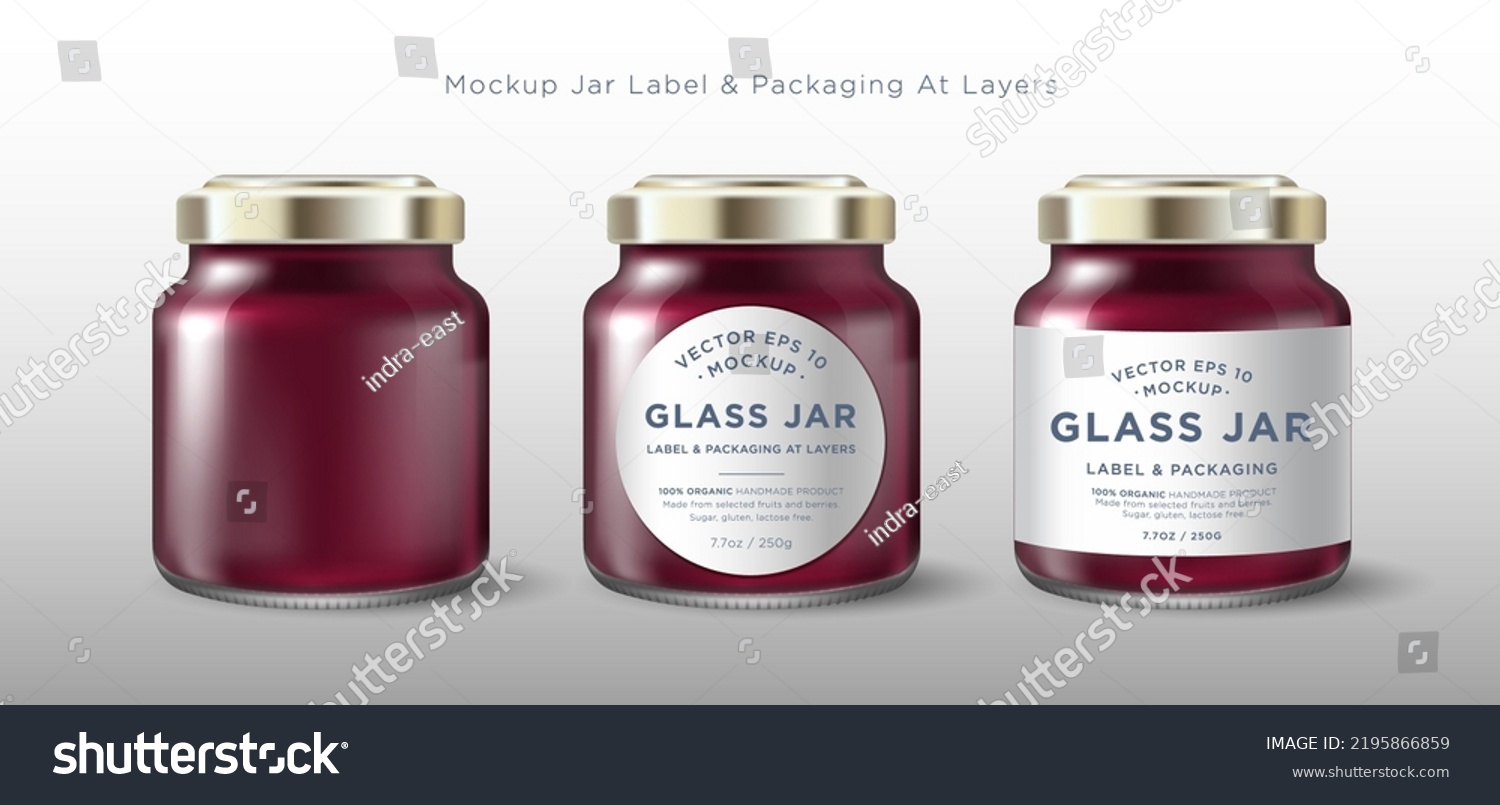 Glass Jar Mockup Golden Lid Label Stock Vector (Royalty Free ...