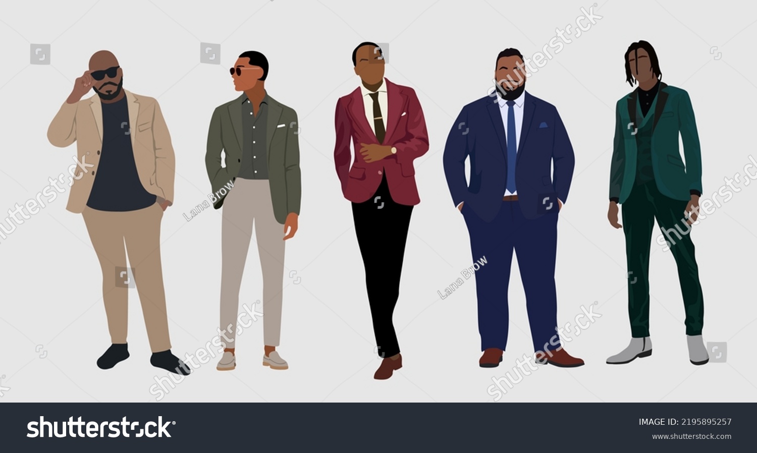 Set Different Businessmen Suits Tuxedo Standing Stock Vector (Royalty ...