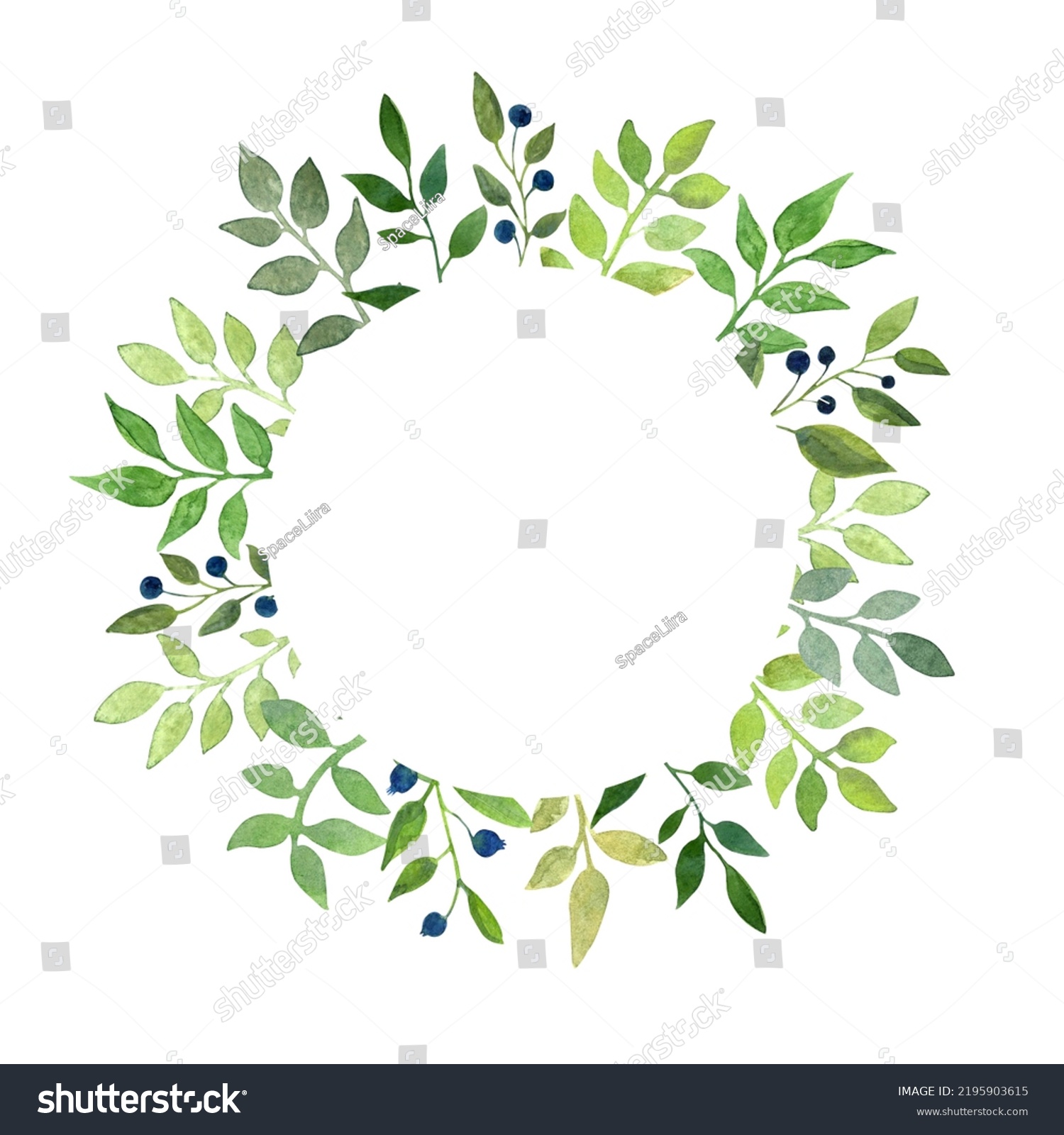 Watercolor Hand Drawn Circle Frame Green Stock Illustration Shutterstock