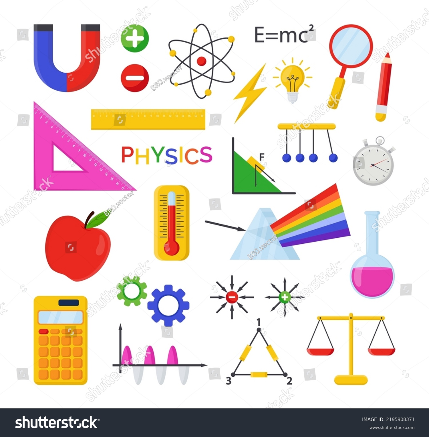 Different Physics Symbols Vector Illustrations Set: Vector Có Sẵn (miễn Phí Bản Quyền ...