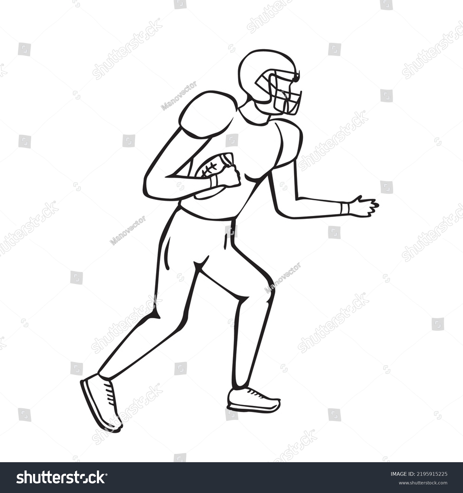 Vector Illustration Hand Drawn Rugby Player Stock Vector (Royalty Free ...