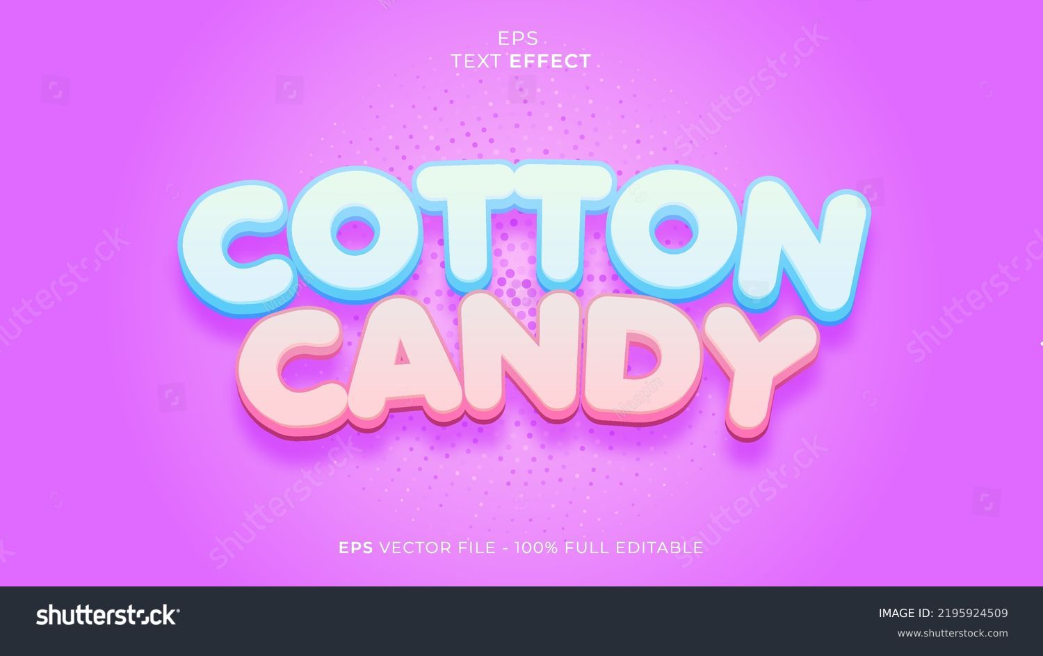 Cotton Candy Editable Text Effect Font Stock Vector Royalty Free