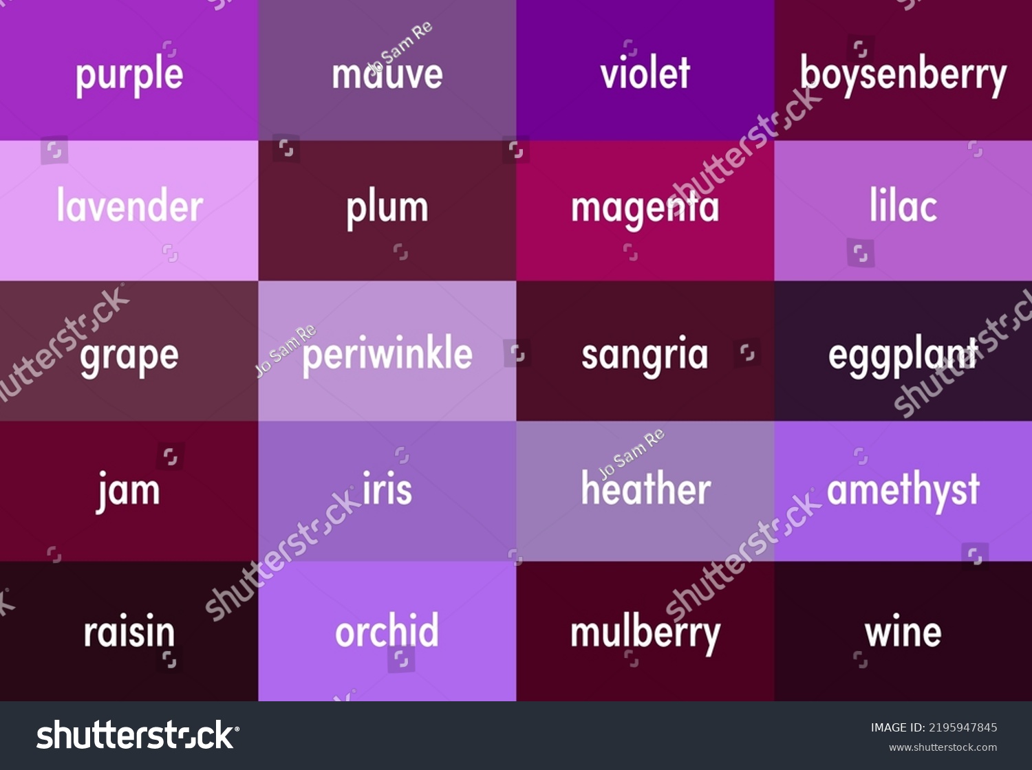 Sophisticated Unique Color Names Purple Stock Vector (Royalty Free 