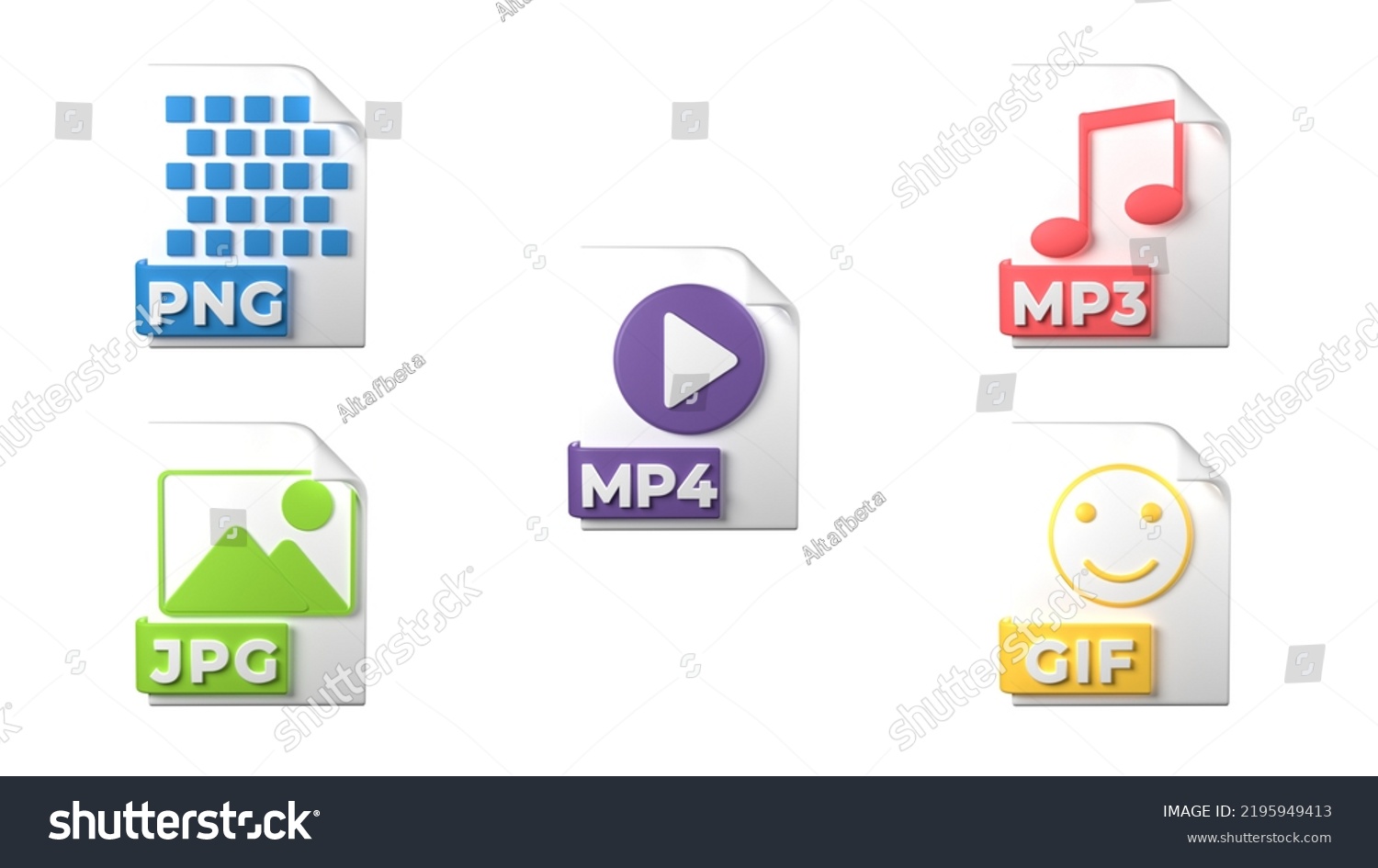 File Format Extensions Png Mp4 Mp3 Stock Illustration 2195949413