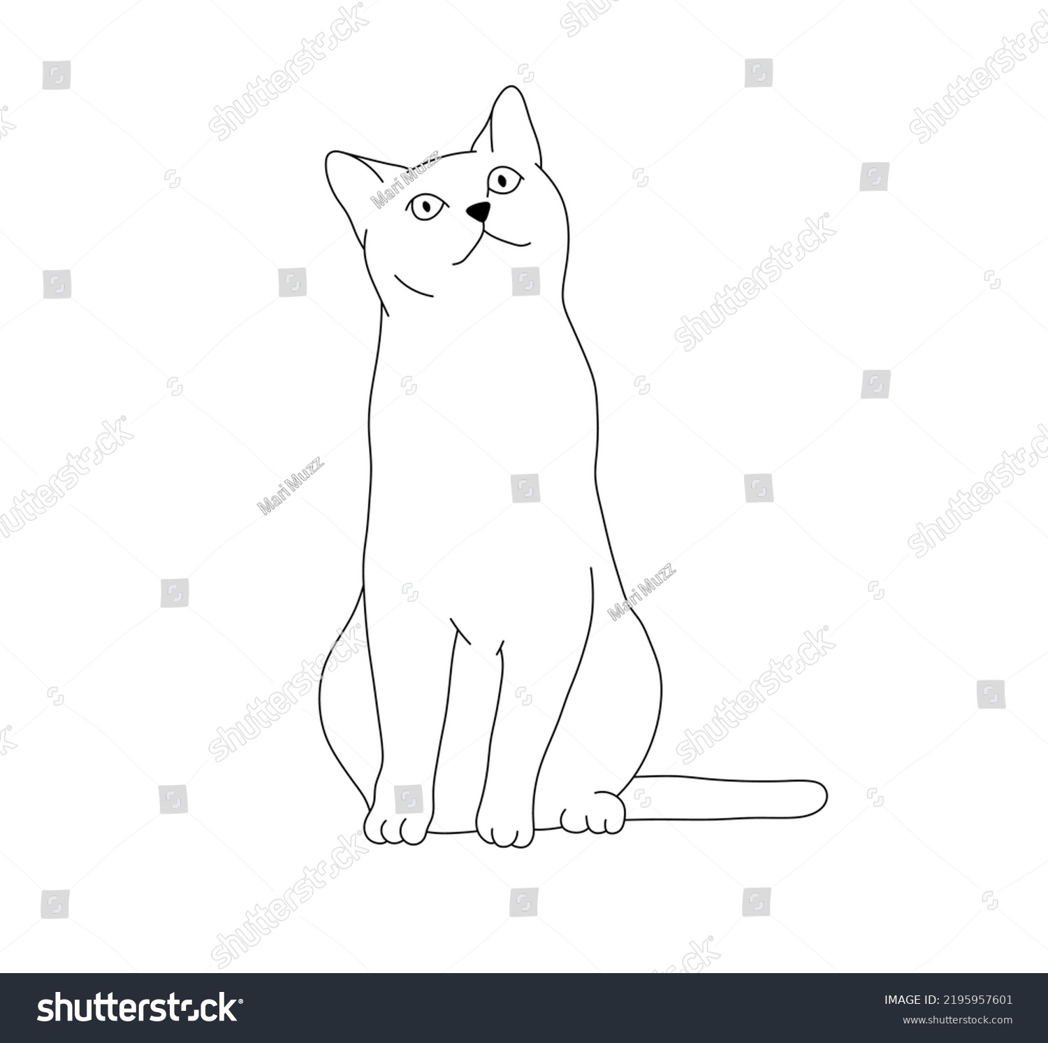 Vector Isolated One Sitting Cat Looking Stock Vector (royalty Free 