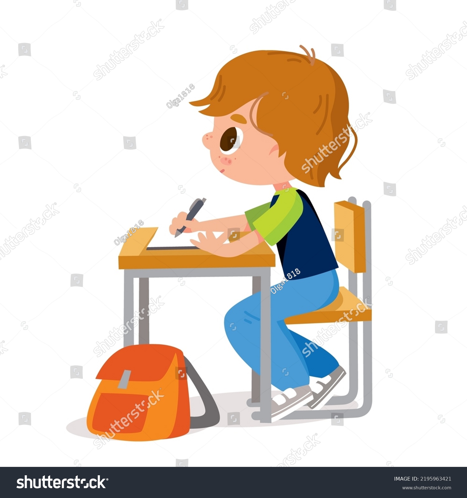 Primary School Student Sits Desk Writes Stock Vector Royalty Free primary-school-student-sits-desk-writes-stock-vector-royalty-free
