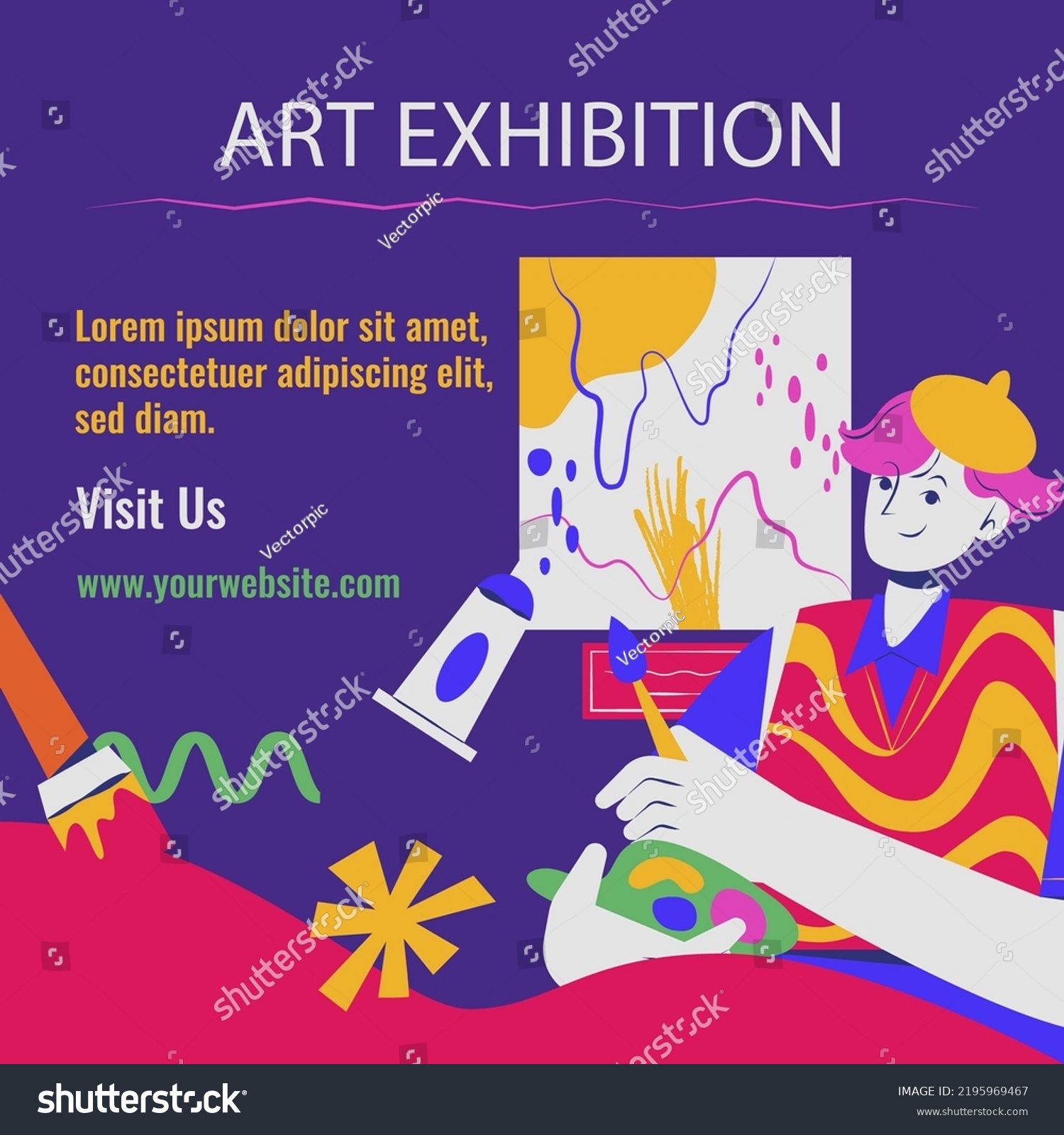 Hand Drawn Art Exhibition Posts Vector Stock Vector (Royalty Free ...