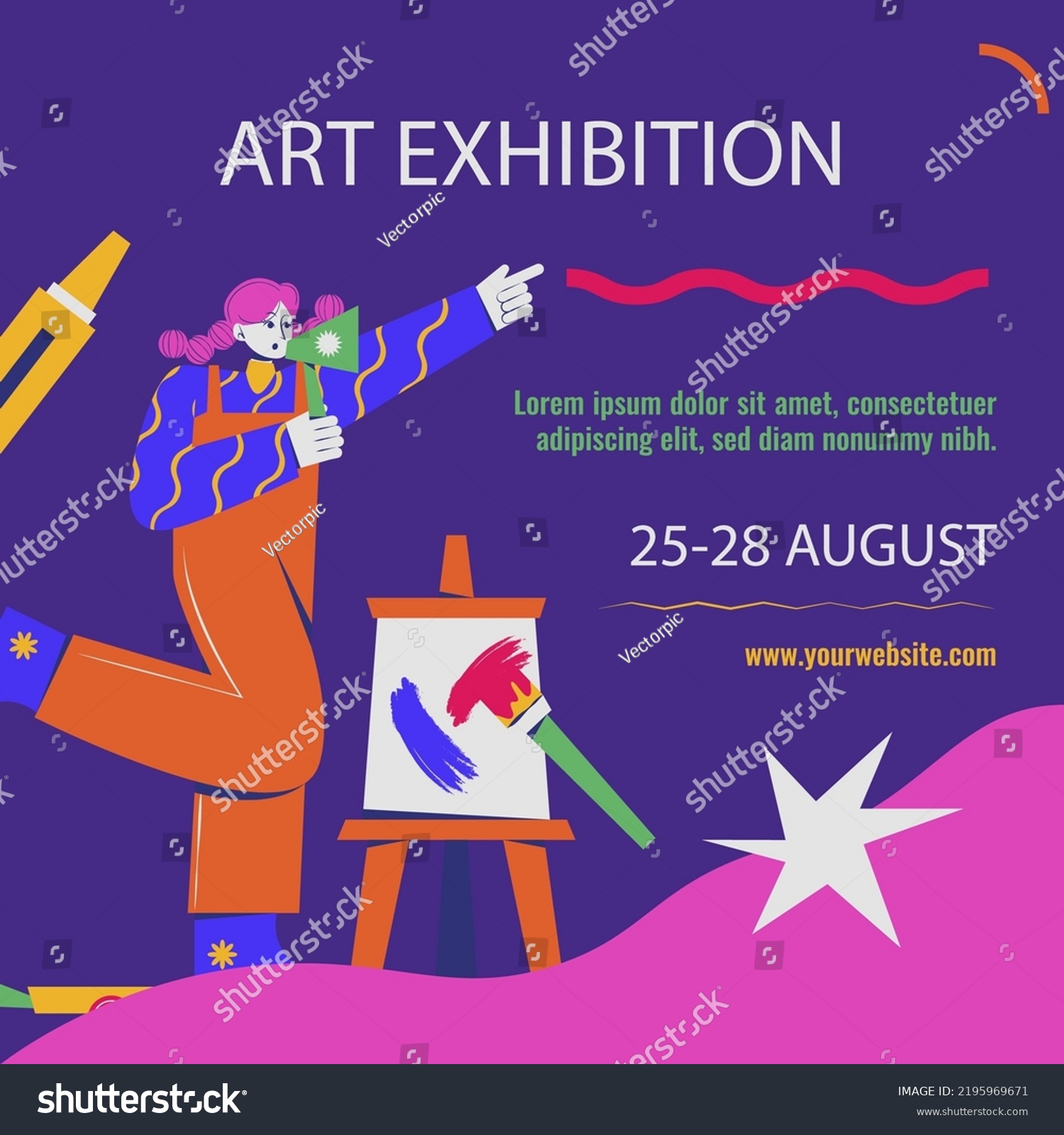 Hand Drawn Art Exhibition Posts Vector Stock Vector (Royalty Free ...