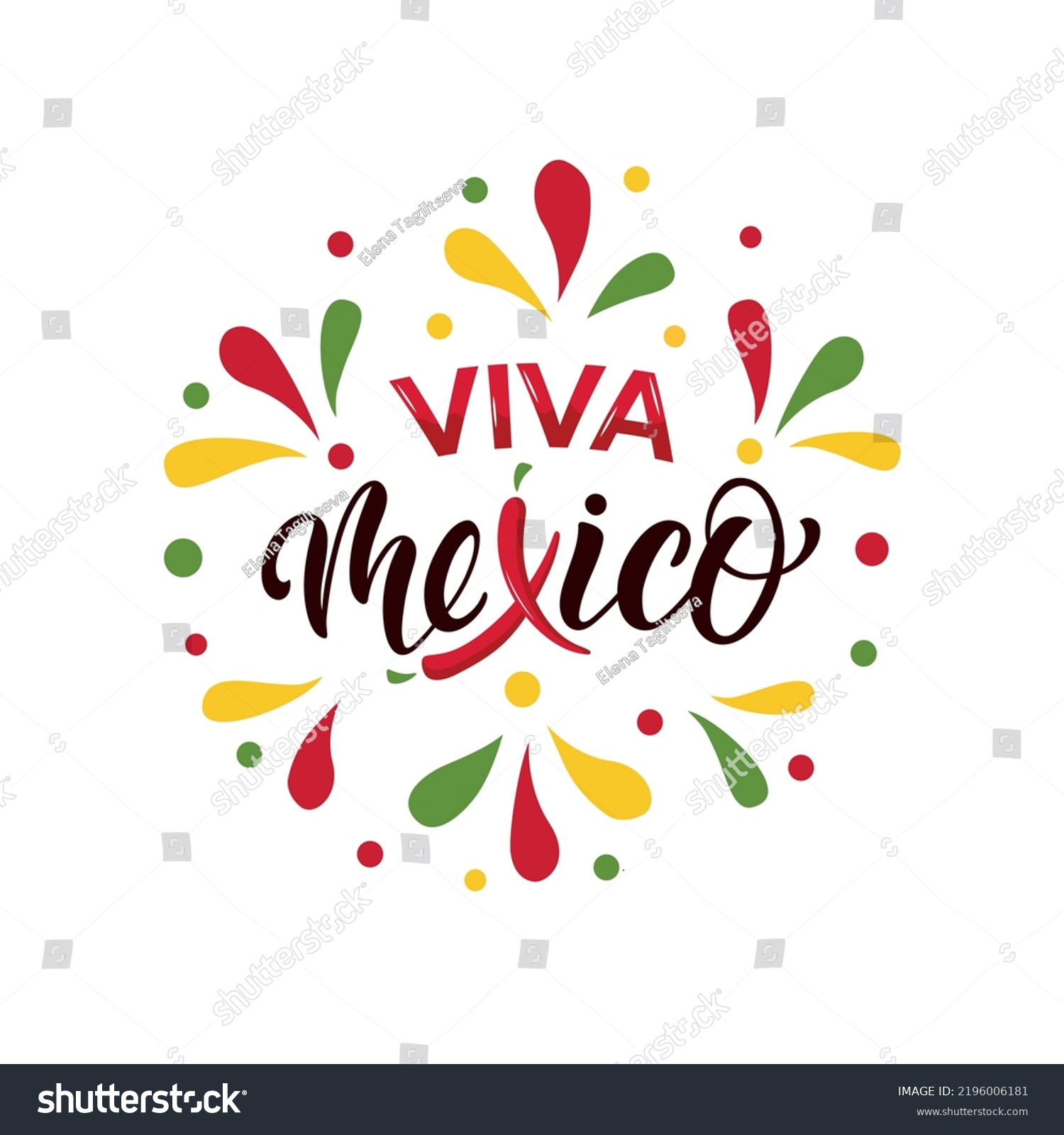 Viva Mexico Handwritten Text Long Live Stock Vector (Royalty Free ...