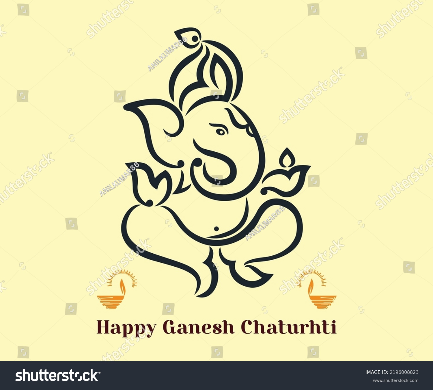 Illustration Lord Ganesha Vector Desgin Festival Stock Vector (Royalty ...