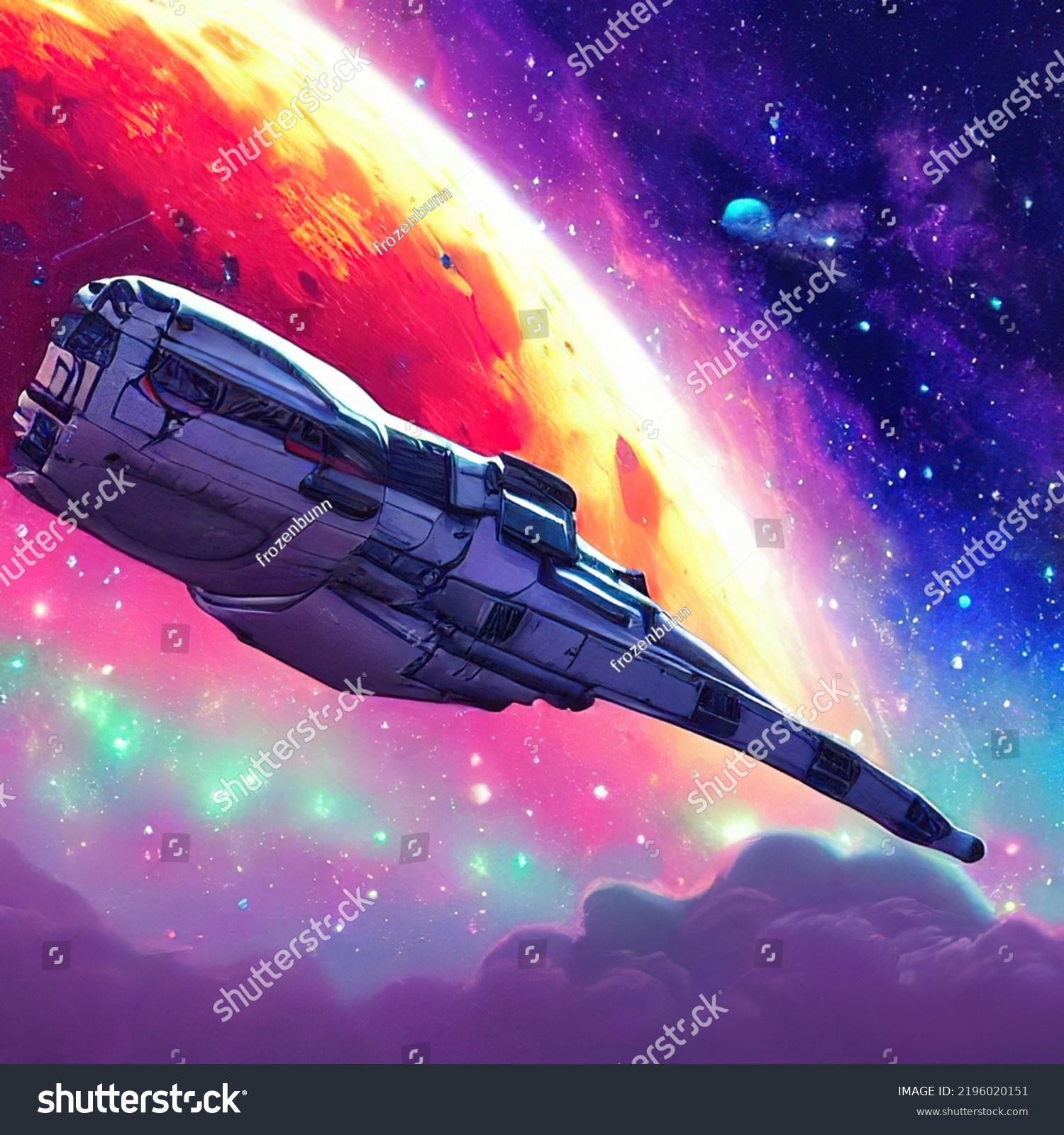 Spaceship Ufo Alien Spacecraft Approaching Planet Stock Illustration ...