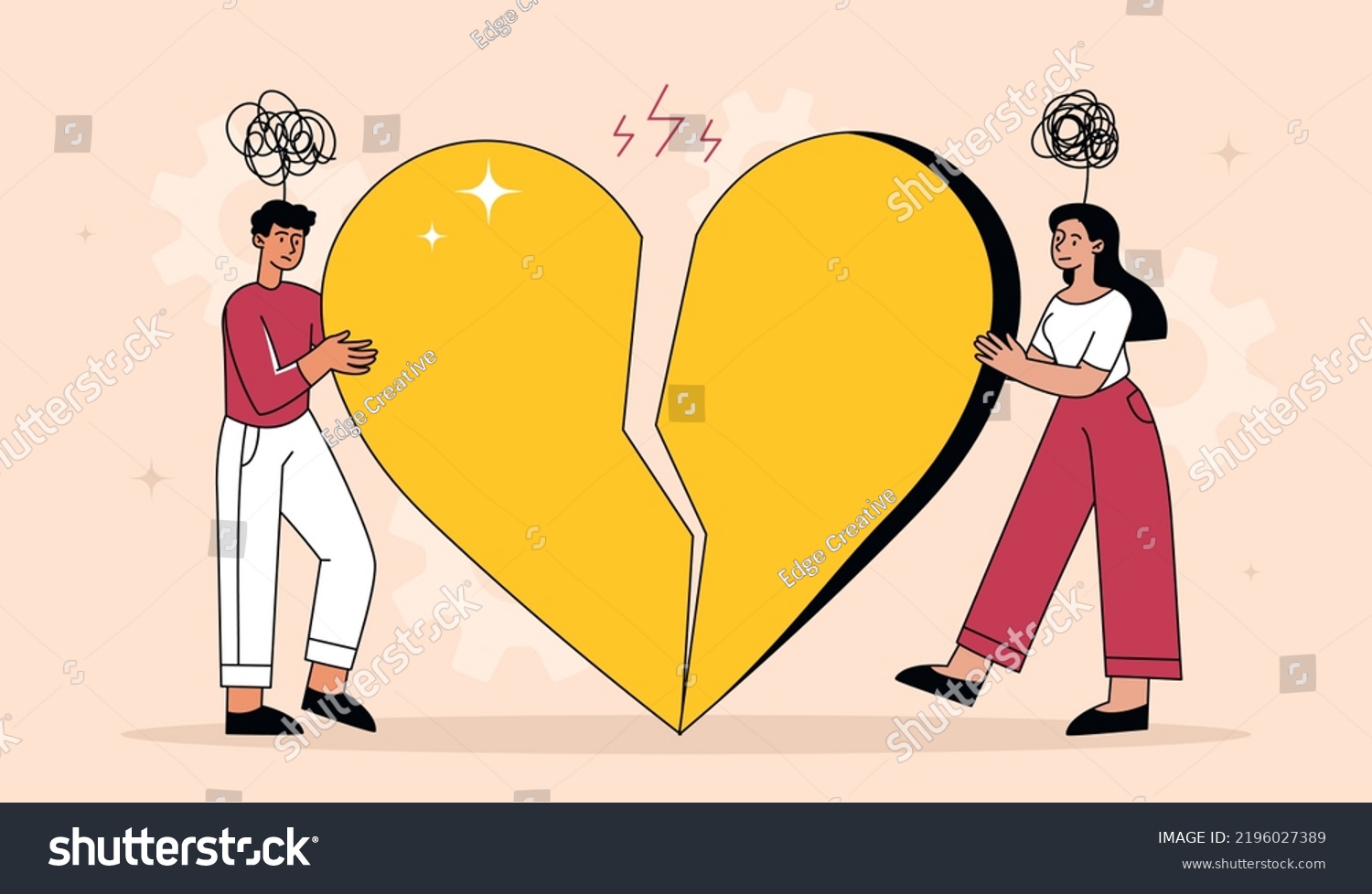 Divorced Couple Concept Man Woman Near Stock Vector Royalty Free