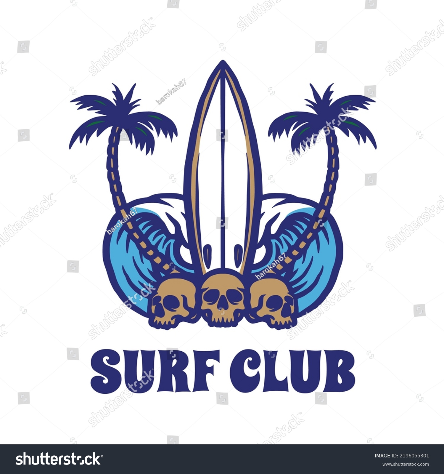 Surf Club Logo Hand Drawing Stock Vector (Royalty Free) 2196055301 ...