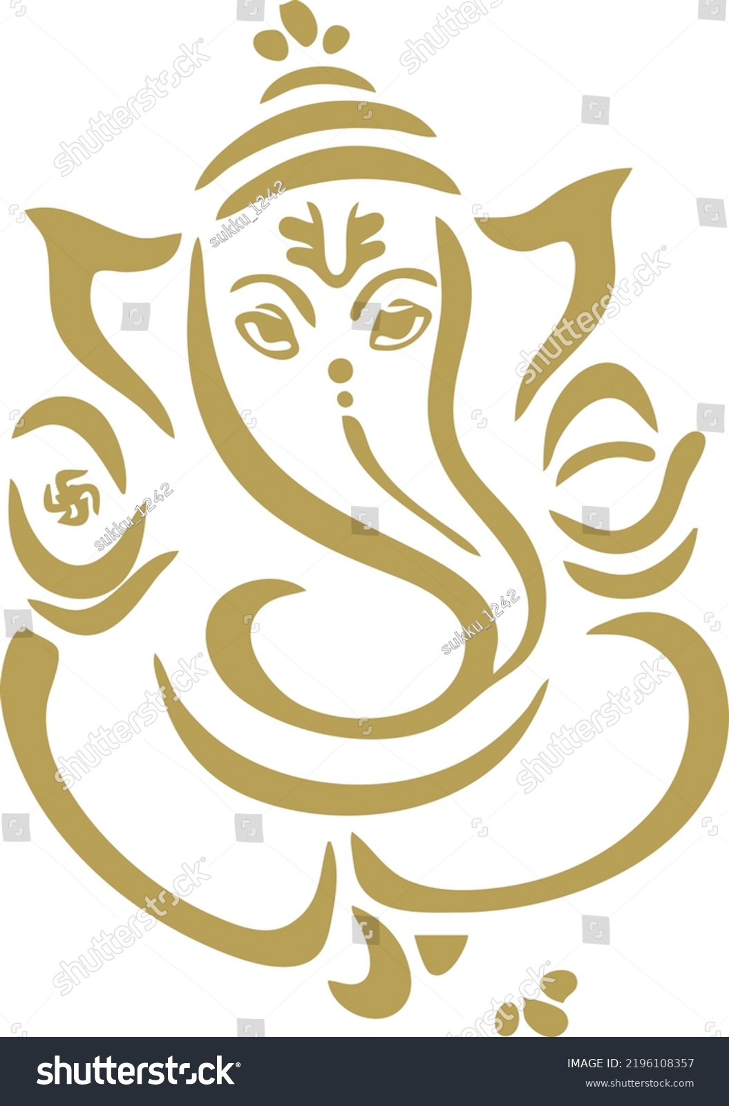 Ganesh Idol Flat Theme Ganesha Chaturthi Stock Vector (Royalty Free ...