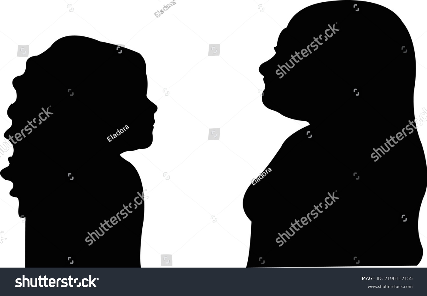 Two Girls Speaking Heads Silhouette Vector Stock Vector (Royalty Free ...