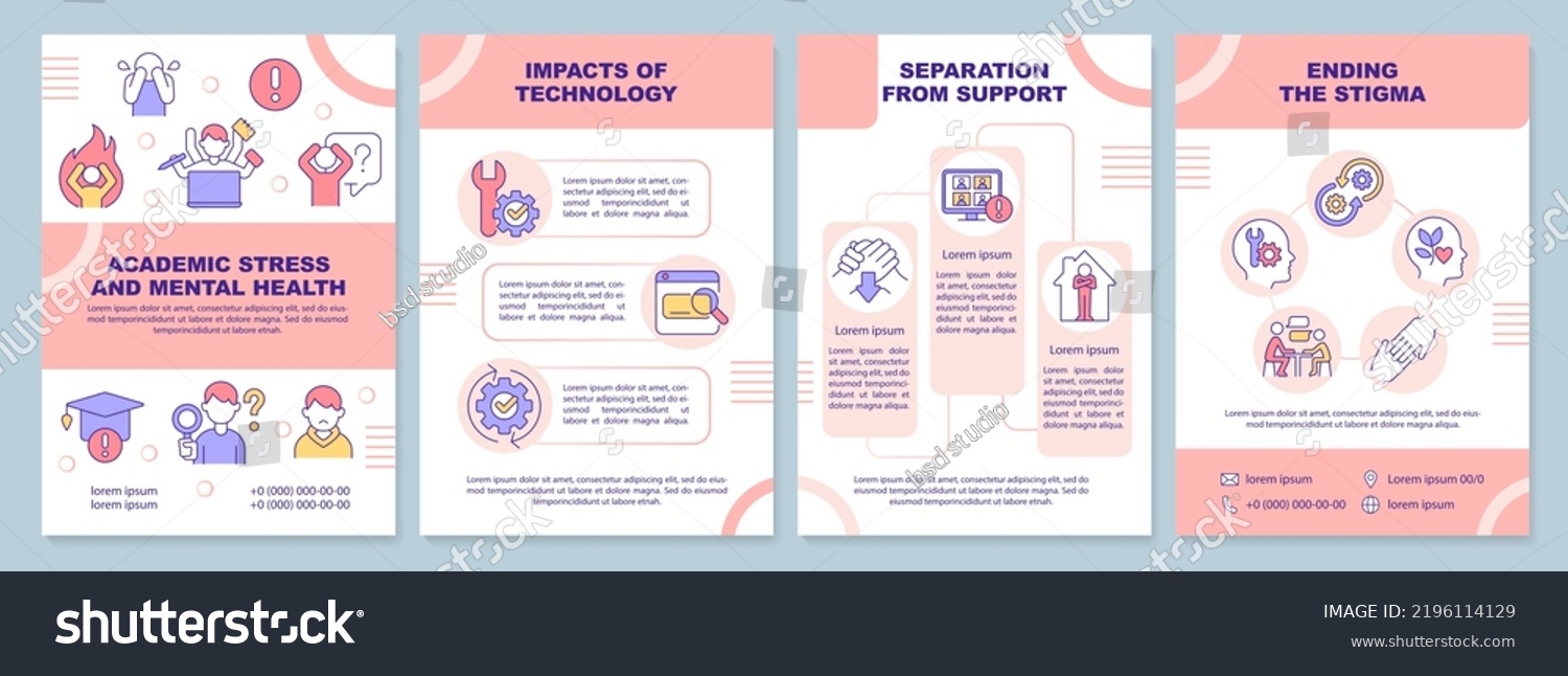 Academic Stress Mental Health Pink Brochure Stock Vector (Royalty Free ...