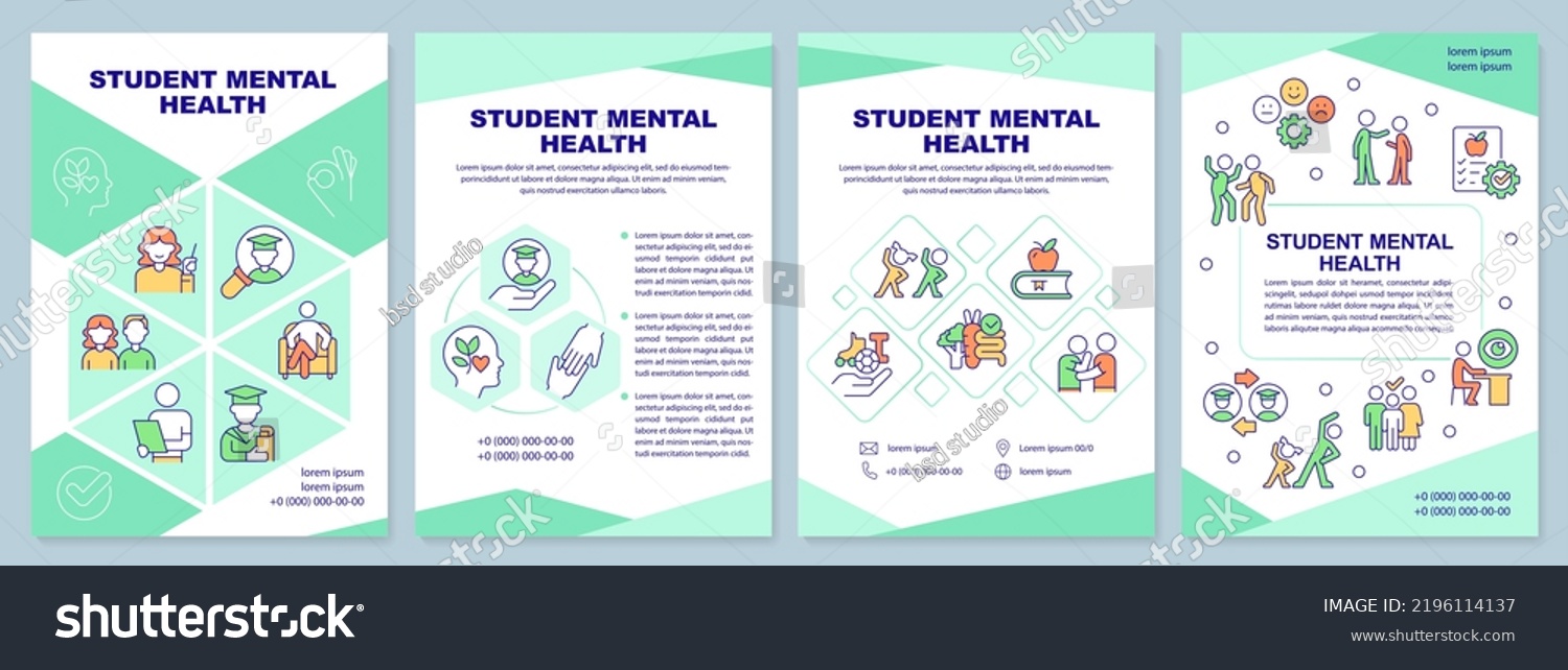 Student Mental Health Mint Brochure Template Stock Vector (Royalty Free ...