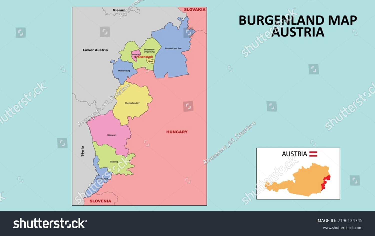 Burgenland Map State District Map Burgenland Stock Vector (Royalty Free ...