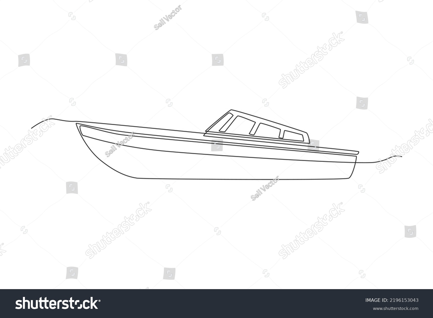 Single One Line Drawing Boat Traveling Stock Vector (Royalty Free ...