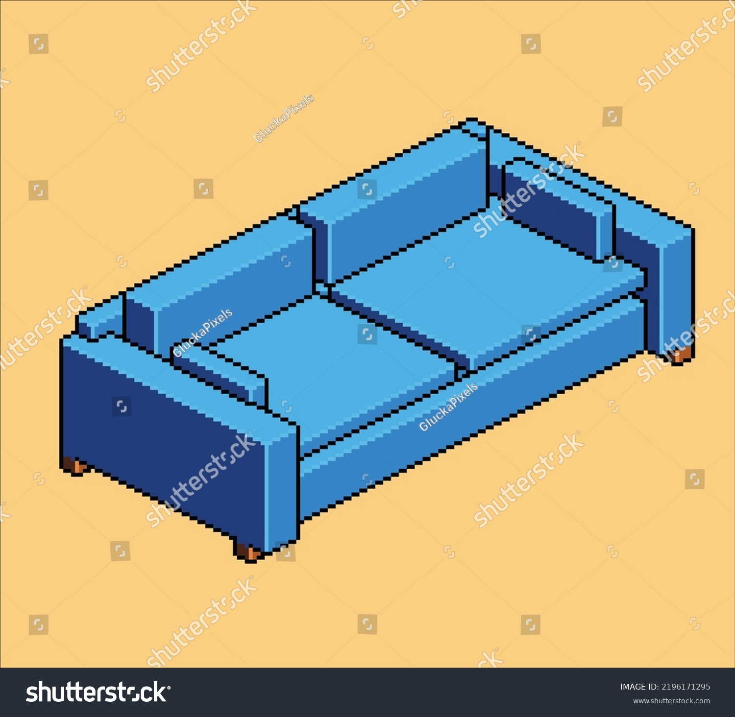 Pixel Art Blue Sofa Retro Design Stock Vector Royalty Free Shutterstock