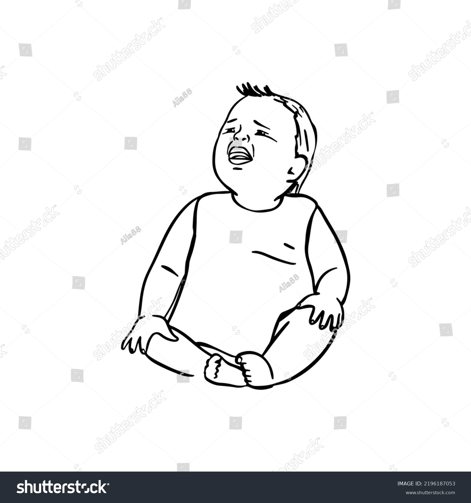 Outline Crying Baby Illustration Vector Cartoon Stock Vector (Royalty ...