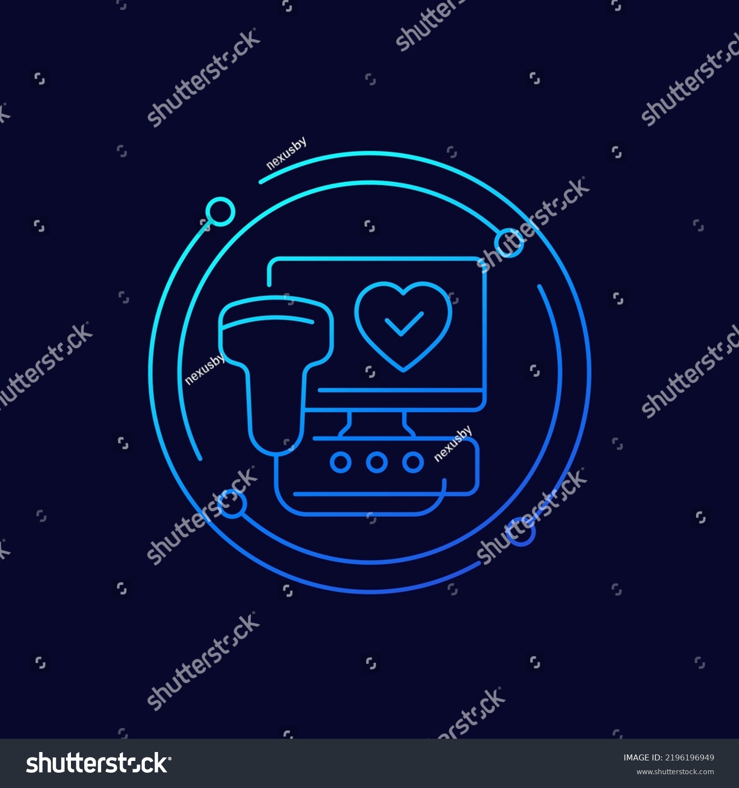 Cardiac Ultrasound Scanner Echocardiogram Icon Linear Stock Vector ...