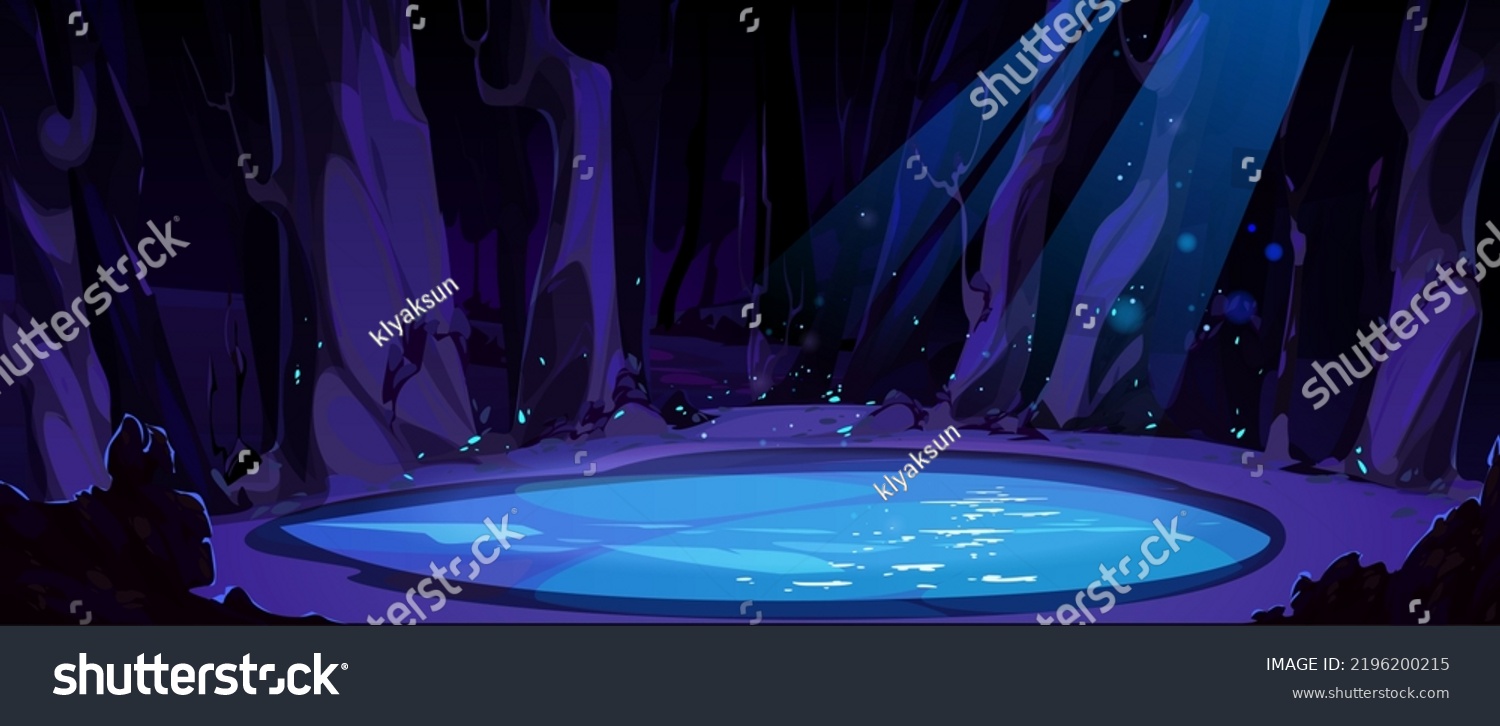 Night Forest Landscape Clear Pond Trees Stock Vector (Royalty Free ...