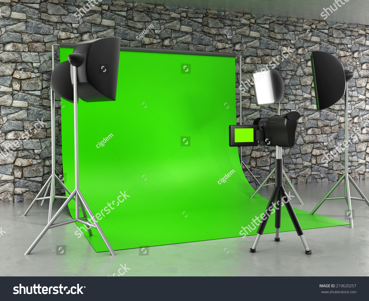 Greenscreen Studio Setup Lights Lightbox Stock Illustration 219620257 ...