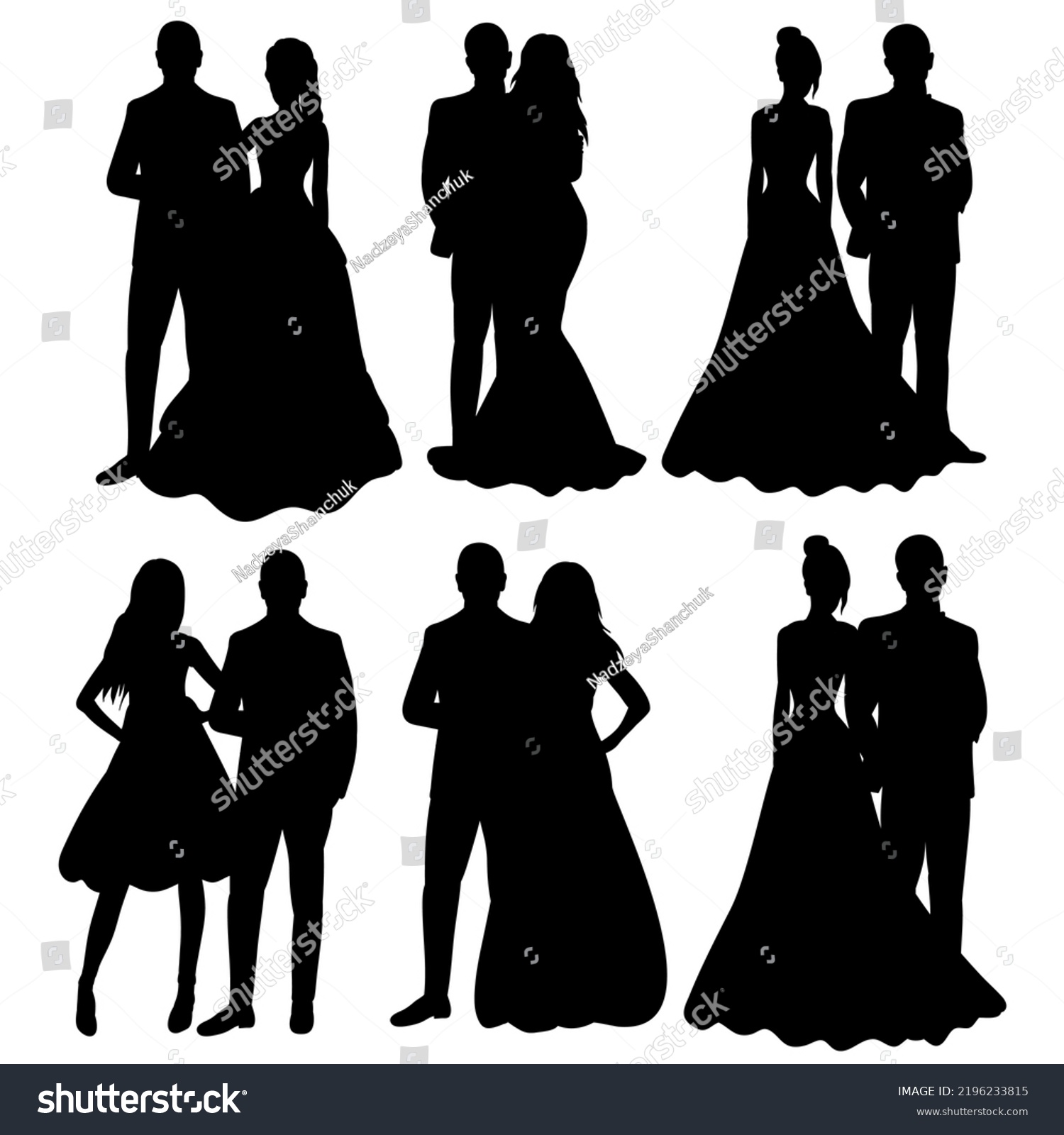 Bride Groom Set Silhouette Isolated Vector Stock Vector Royalty Free 2196233815 Shutterstock 0230